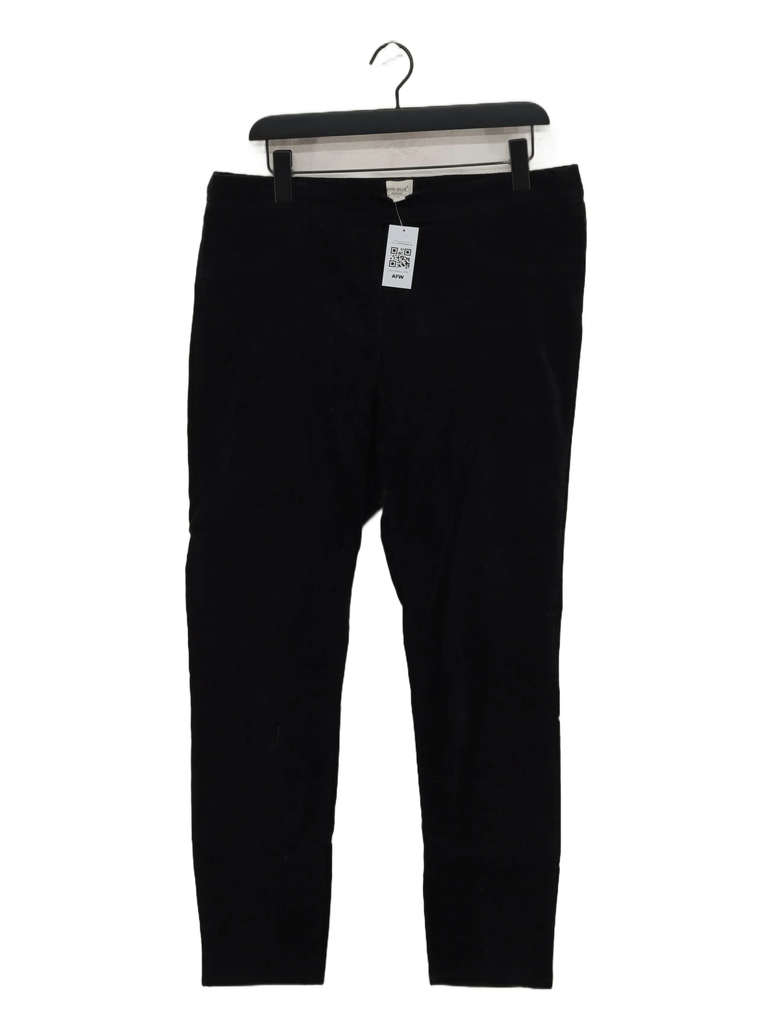 White Stuff Women's Trousers UK 16 Black Cotton with Elastane Skinny Sweatpants
