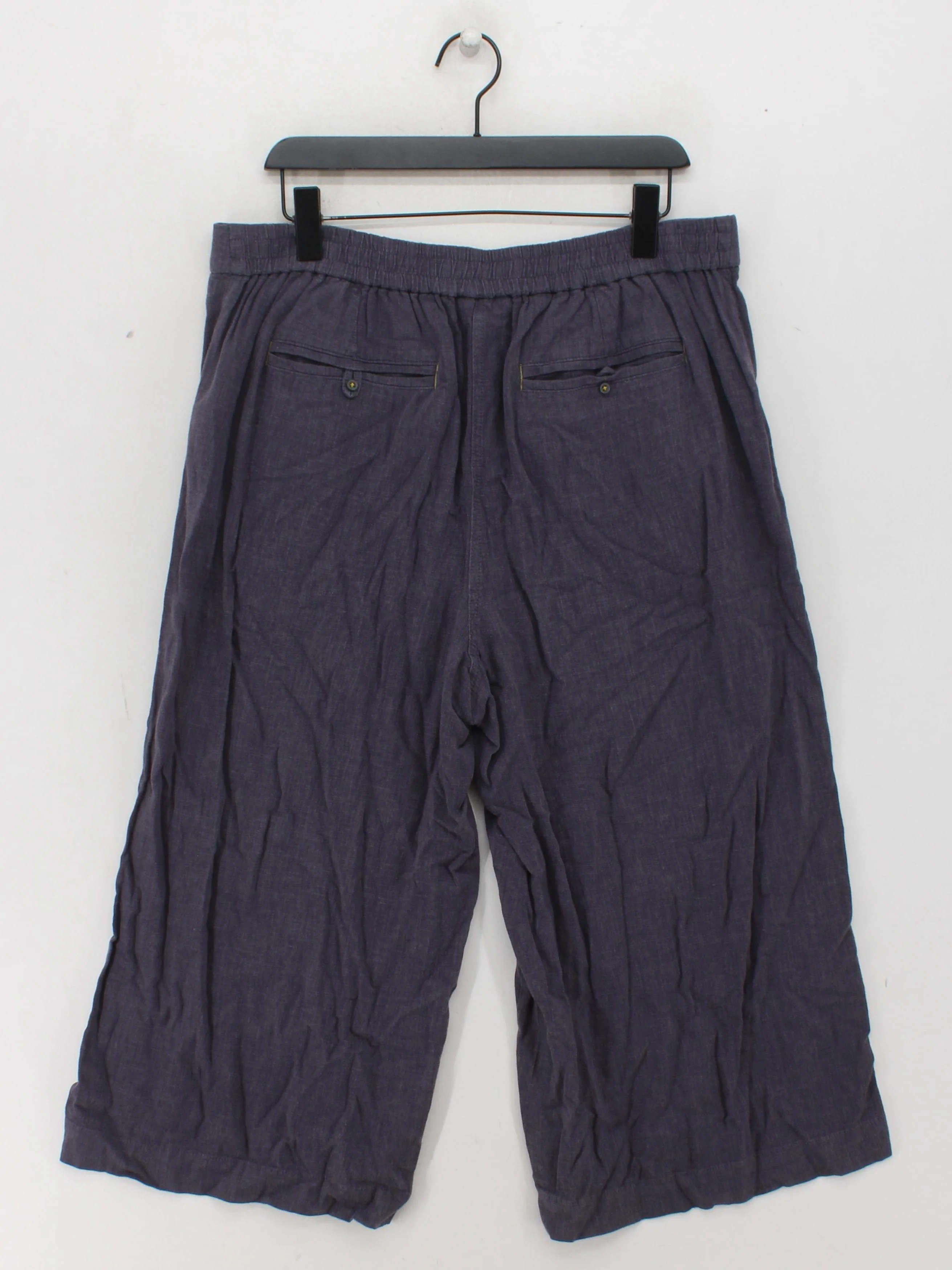 White Stuff Women's Trousers UK 16 Blue Linen with Viscose Cropped - Image 2