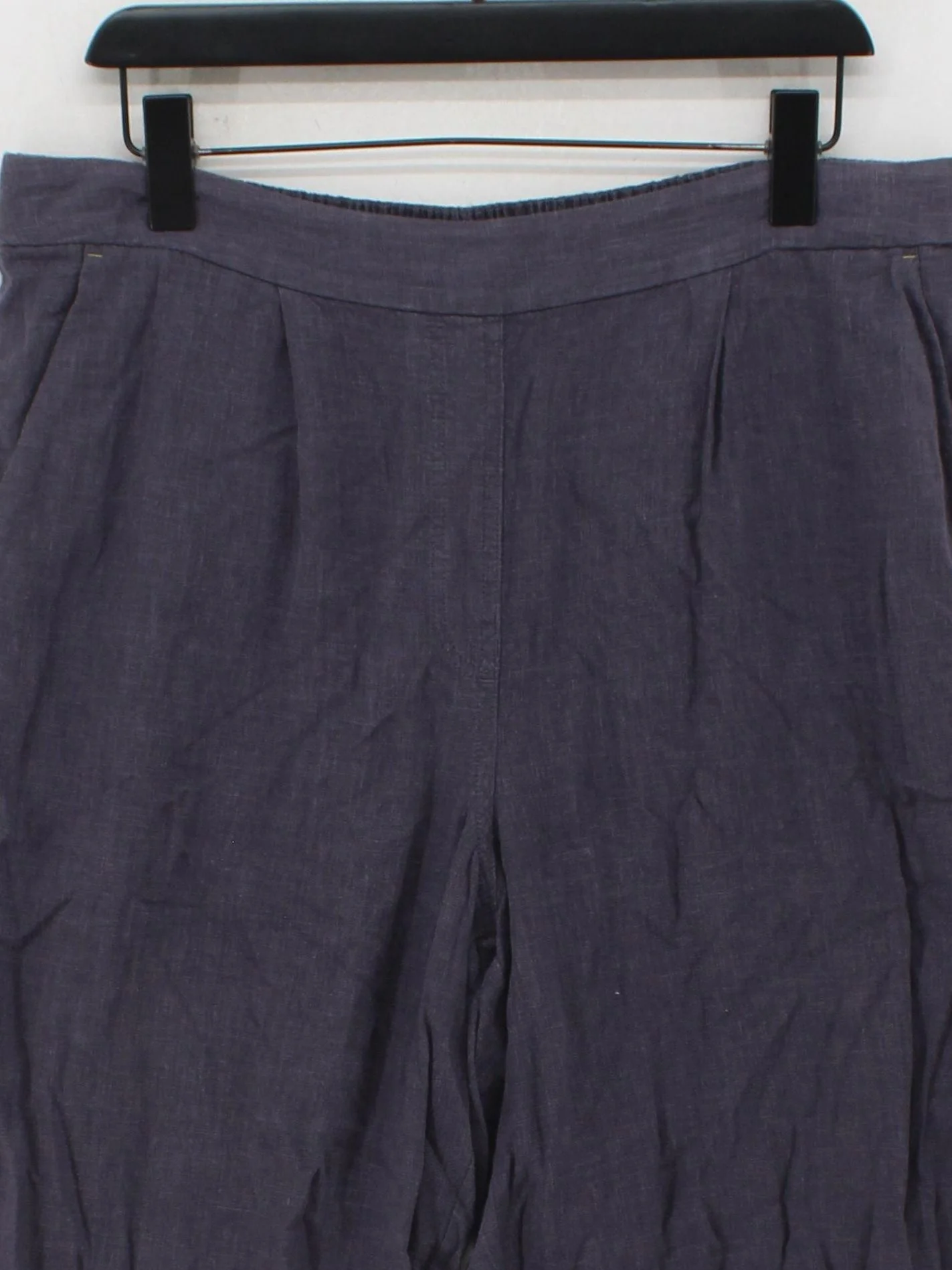 White Stuff Women's Trousers UK 16 Blue Linen with Viscose Cropped - Image 3