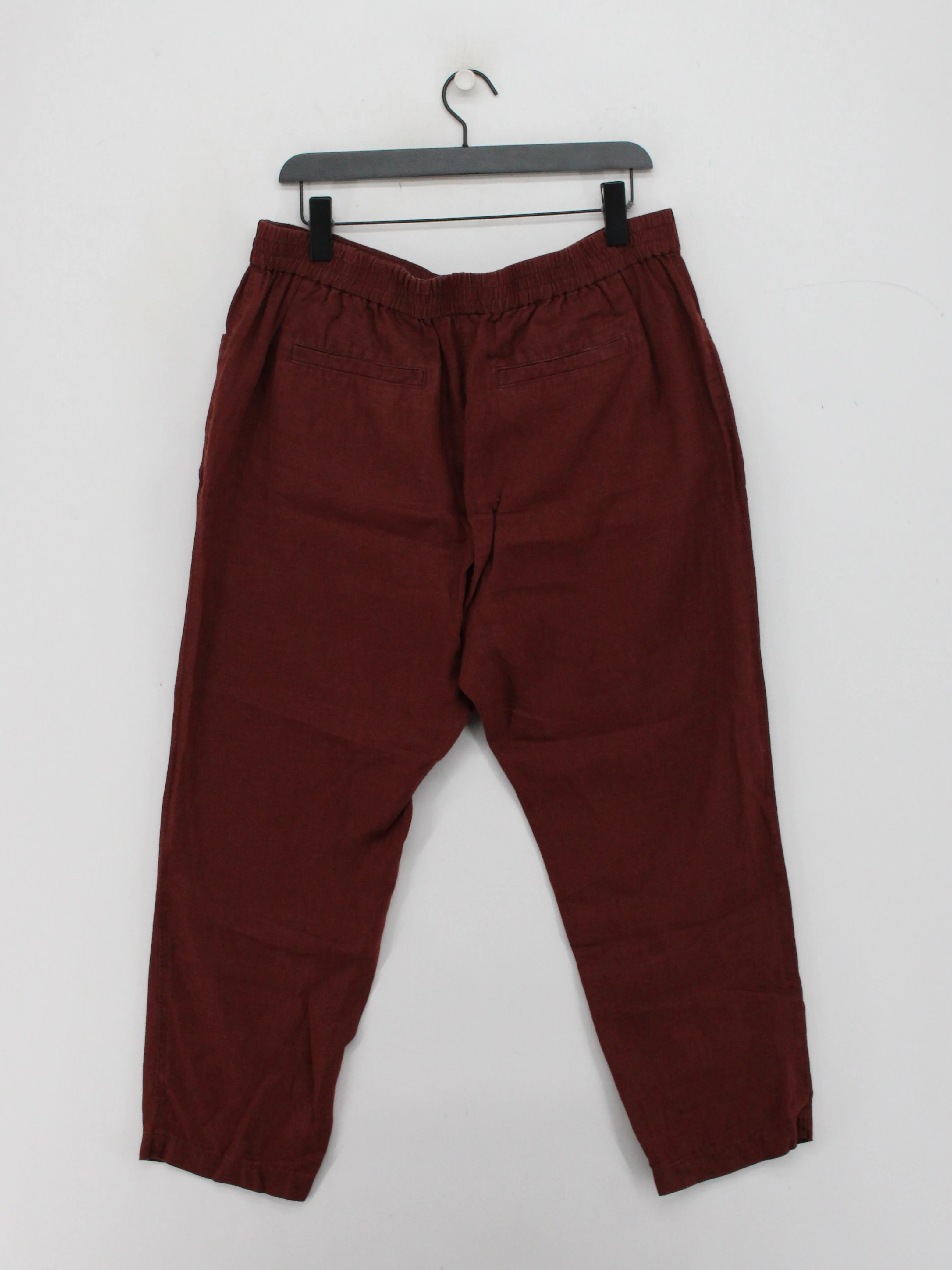 White Stuff Women's Trousers UK 16 Brown 100% Linen Tapered Cropped - Image 2