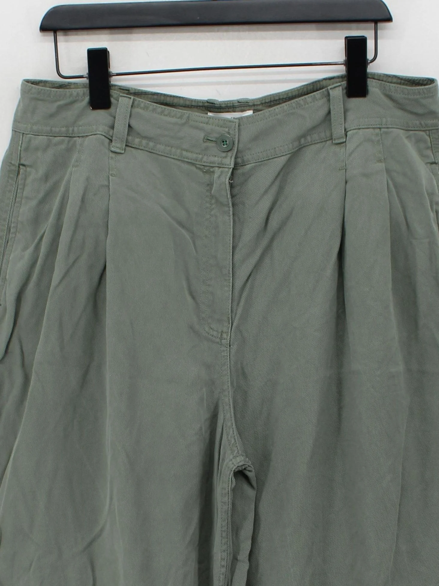 White Stuff Women's Trousers UK 16 Green 100% Lyocell Modal Wide-Leg Cropped - Image 3