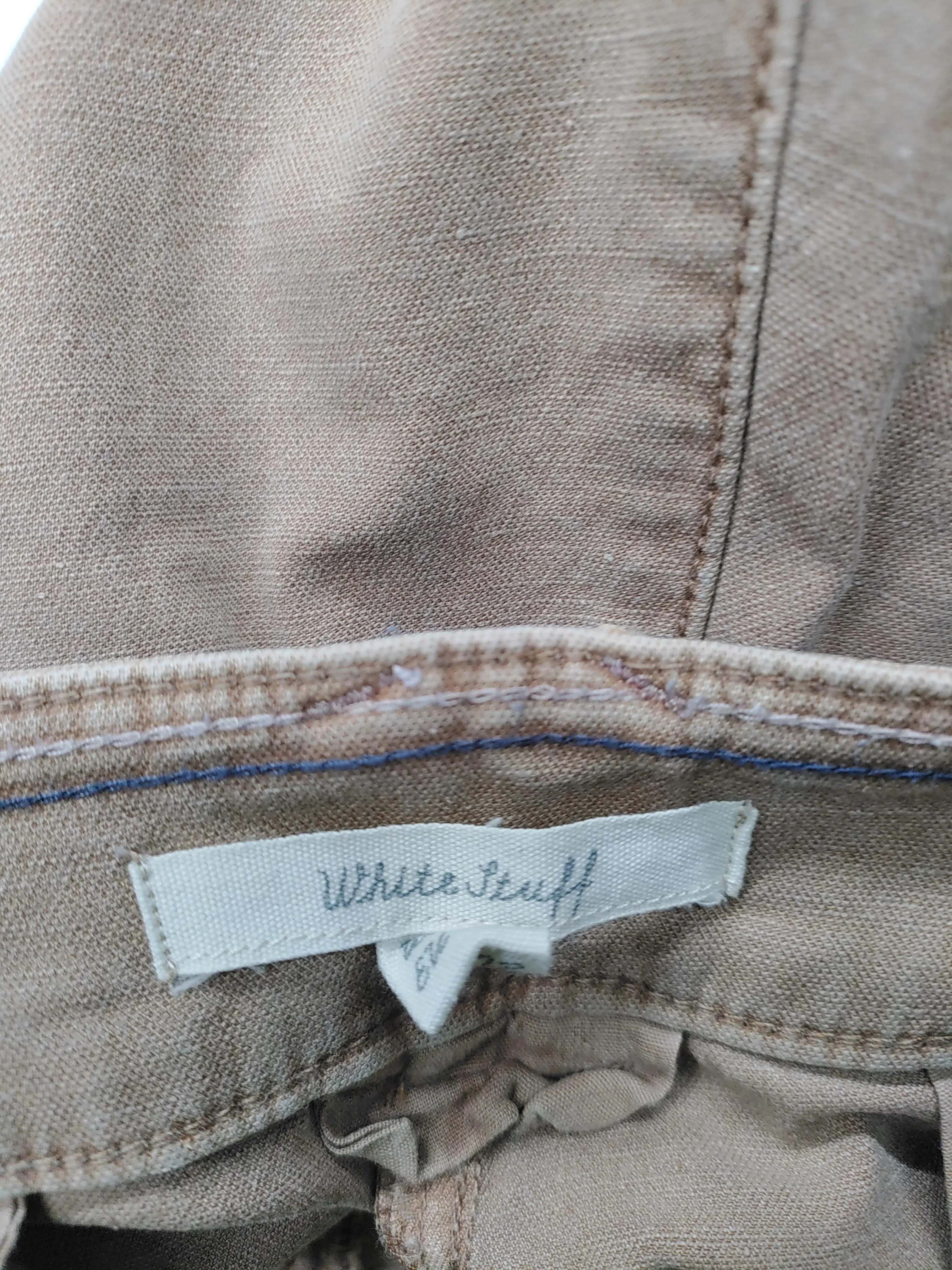 White Stuff Women's Trousers UK 16 Tan Cotton with Linen Tapered Chino - Image 5