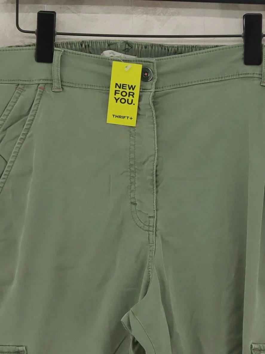 White Stuff Women's Trousers UK 18 Green 100% Cotton Straight Cargo - Image 3