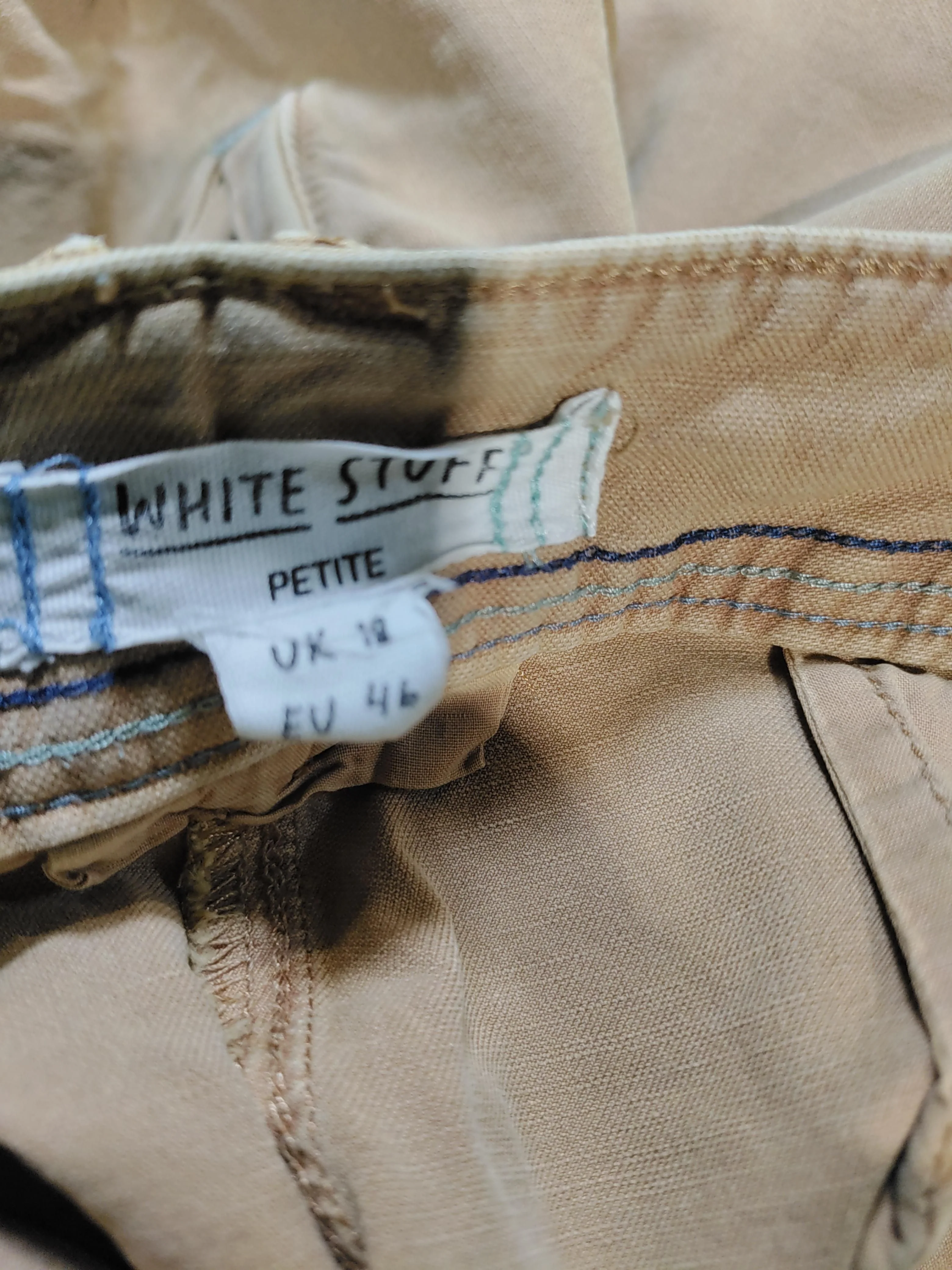 White Stuff Women's Trousers UK 18 Tan Cotton with Linen, Elastane Chino - Image 5