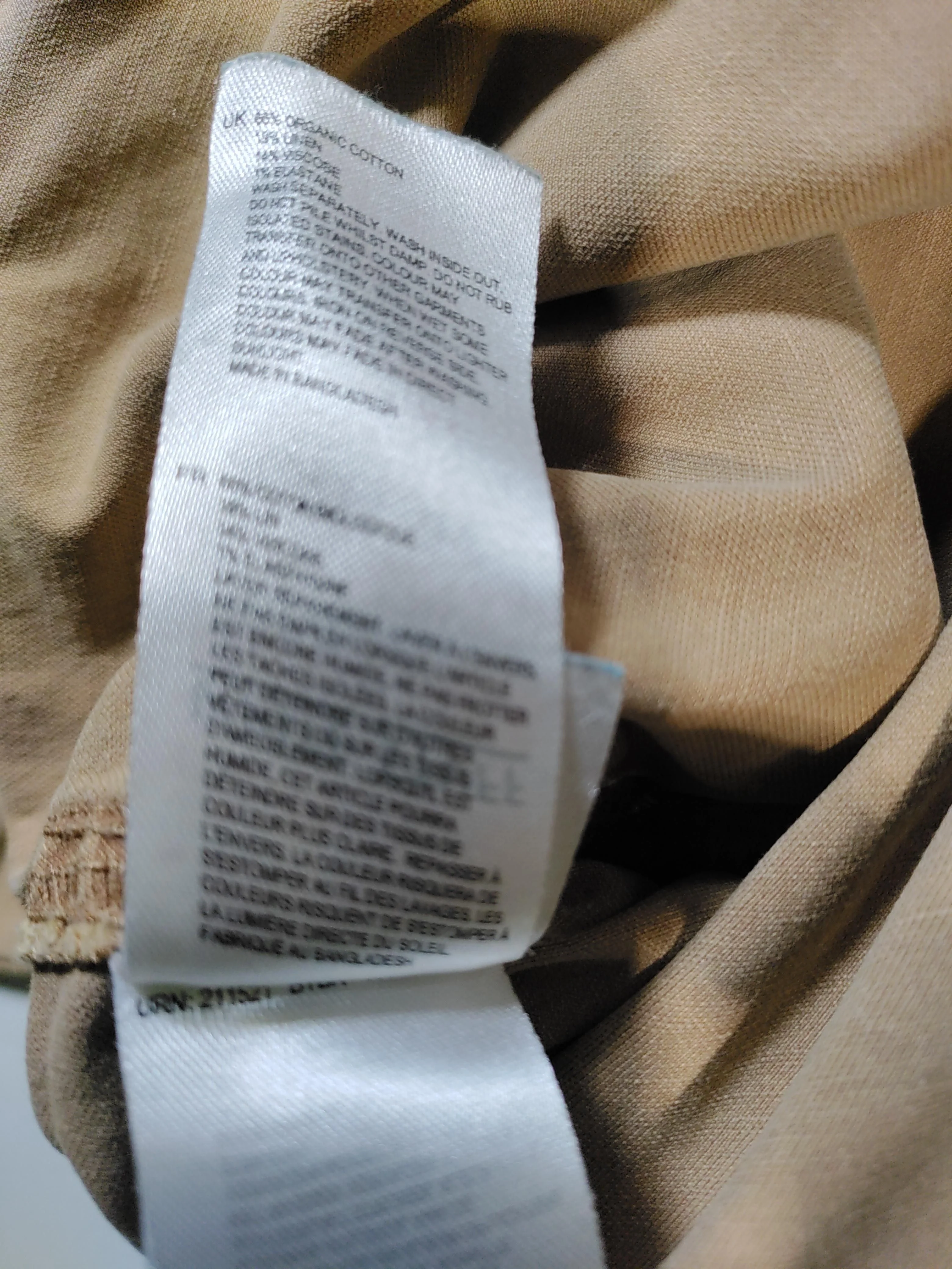 White Stuff Women's Trousers UK 18 Tan Cotton with Linen, Elastane Chino - Image 6