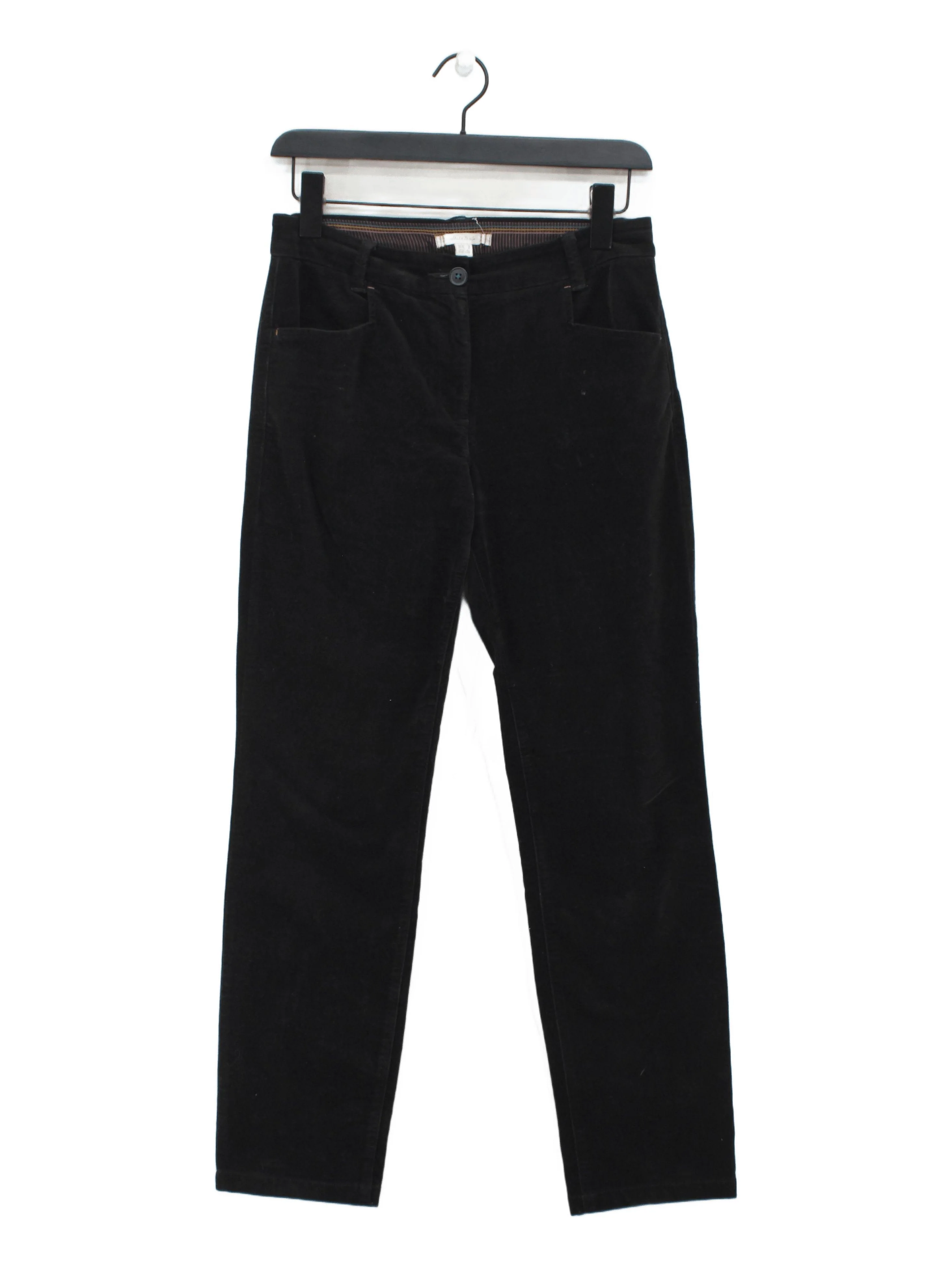White Stuff Women's Trousers UK 8 Black Cotton with Polyester, Elastane Chino