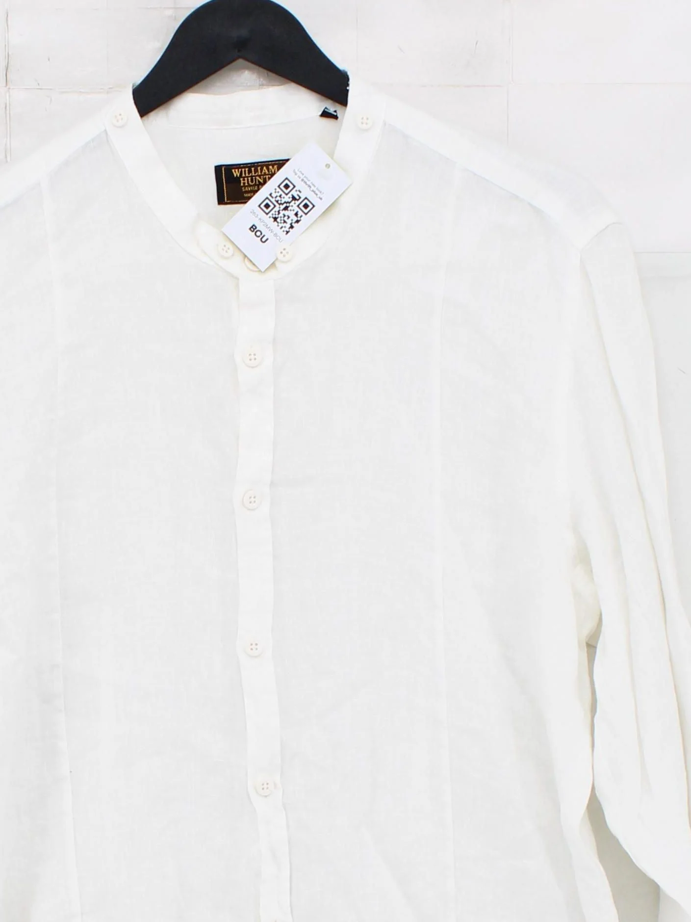 William Hunt Men's Shirt M White 100% Linen Basic - Image 3