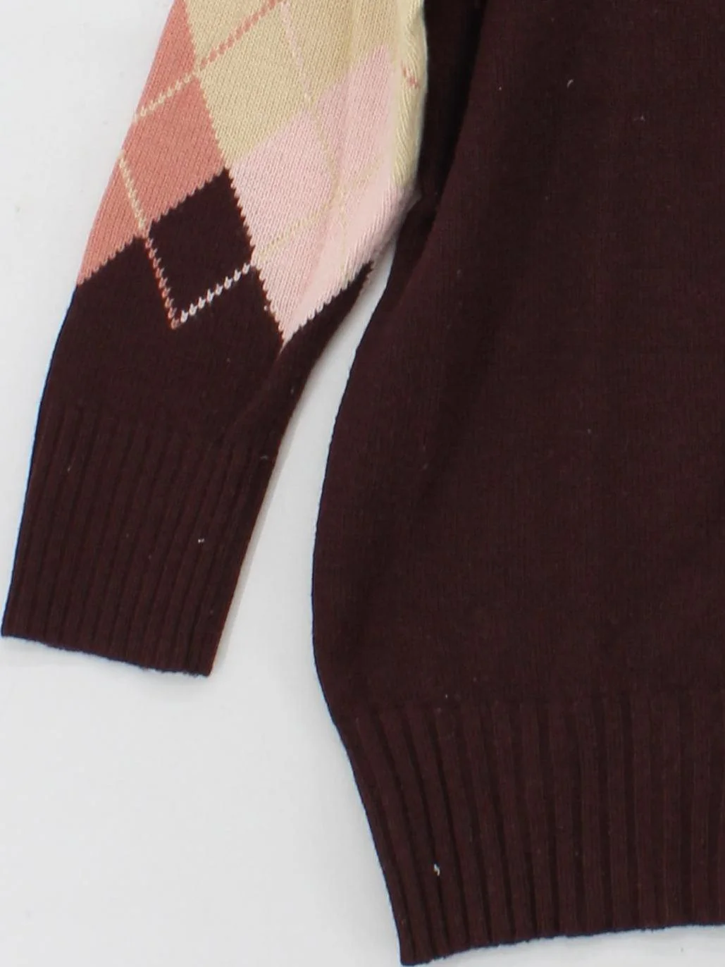 Windsmoor Women's Jumper M Brown Argyle Acrylic with Wool Crew Neck Pullover - Image 4