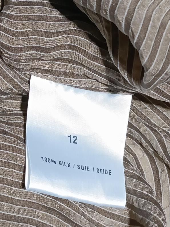 Windsmoor Women's Shirt UK 12 Brown Striped 100% Silk Long Sleeve Collared Basic - Image 6