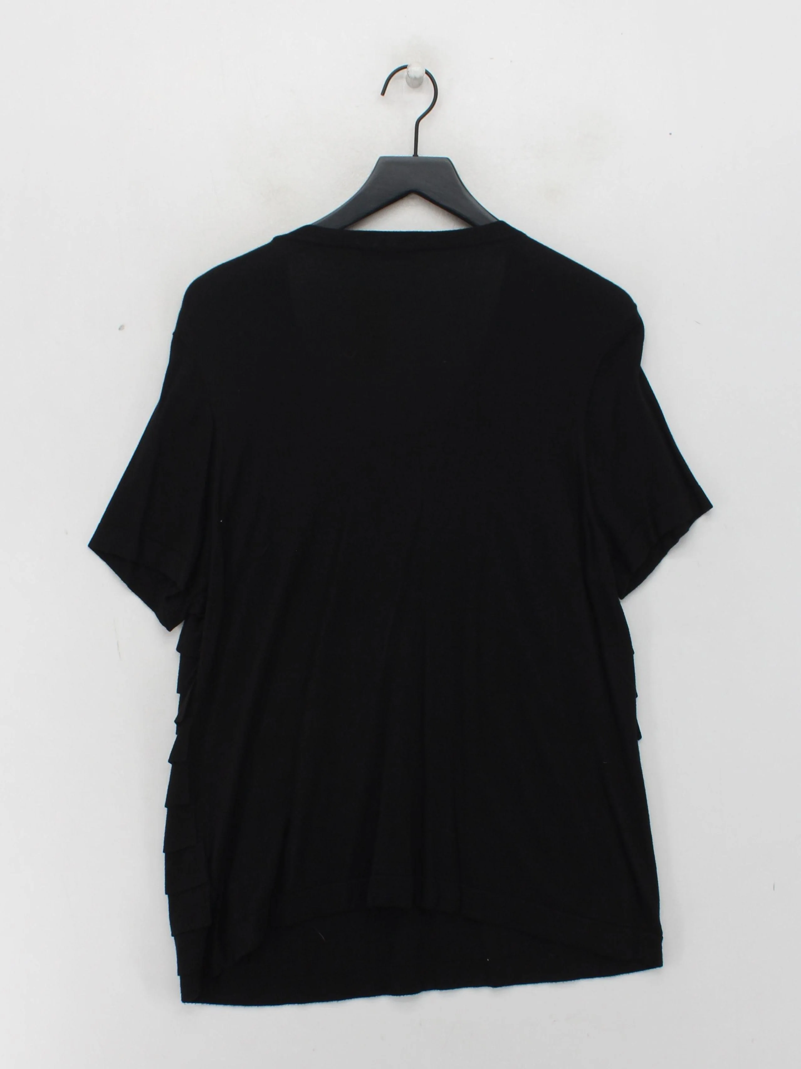 Windsmoor Women's Top XL Black Viscose with Cotton Short Sleeve V-Neck Basic - Image 2