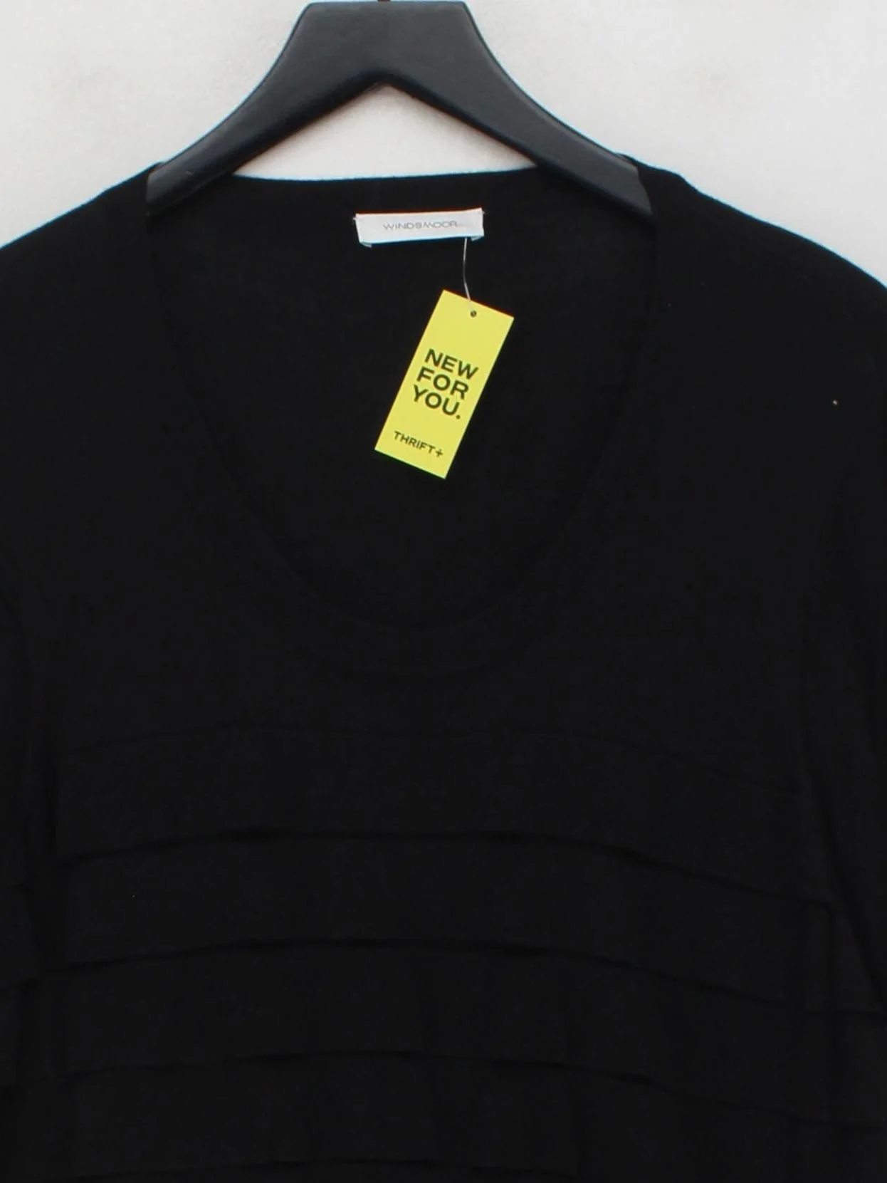 Windsmoor Women's Top XL Black Viscose with Cotton Short Sleeve V-Neck Basic - Image 3
