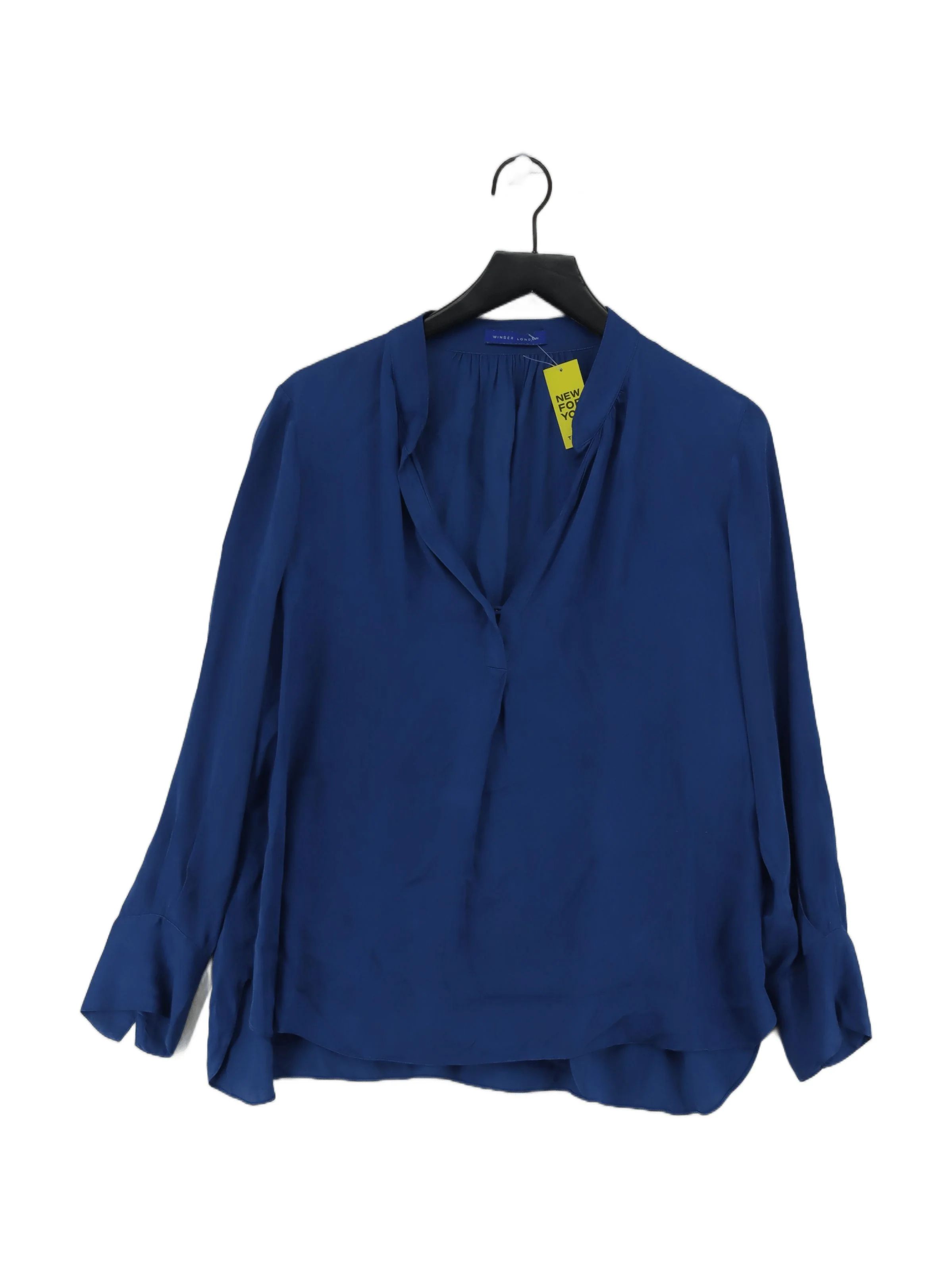Winser London Women's Blouse L Blue 100% Viscose Long Sleeve V-Neck Basic