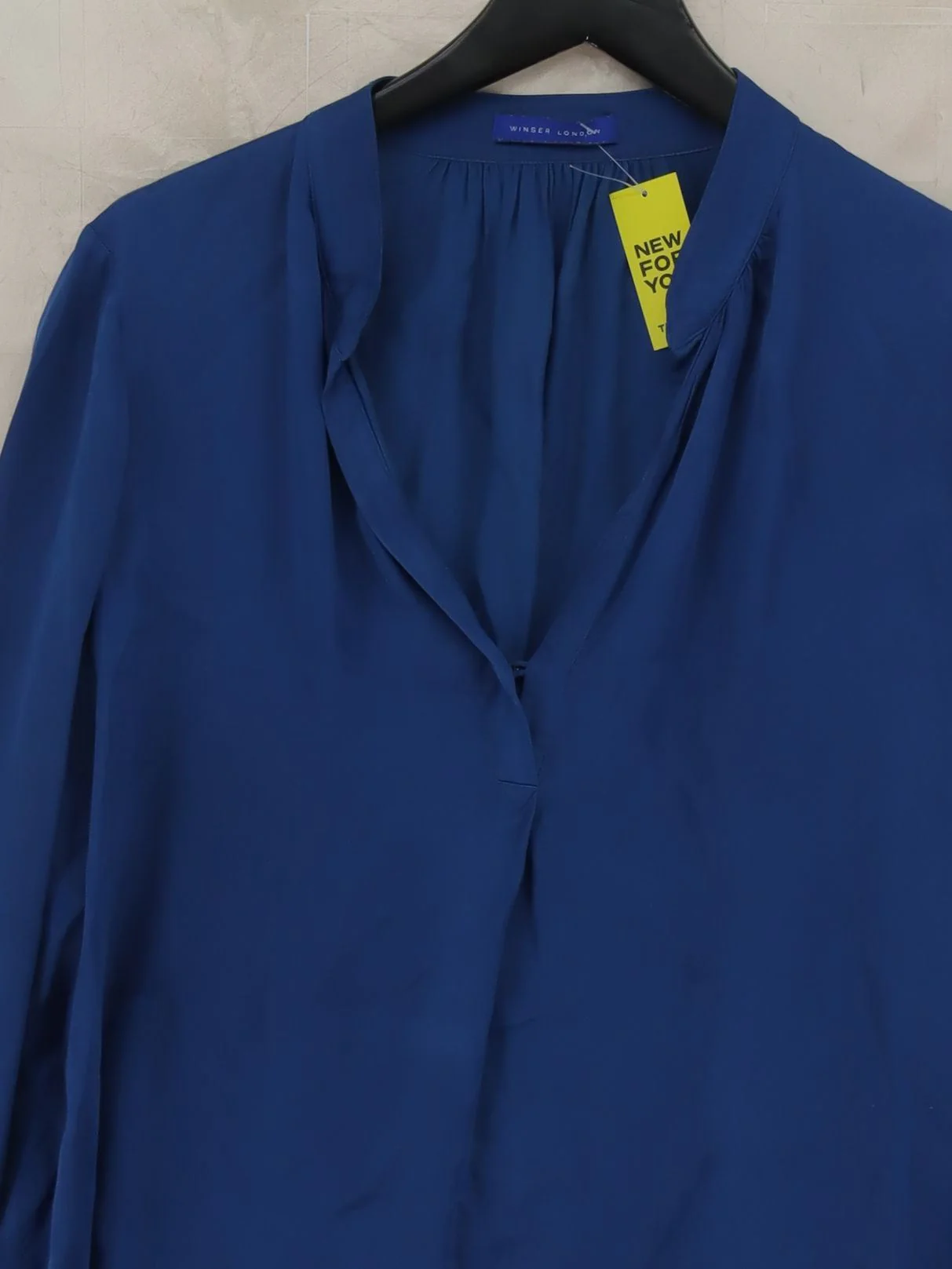 Winser London Women's Blouse L Blue 100% Viscose Long Sleeve V-Neck Basic - Image 3