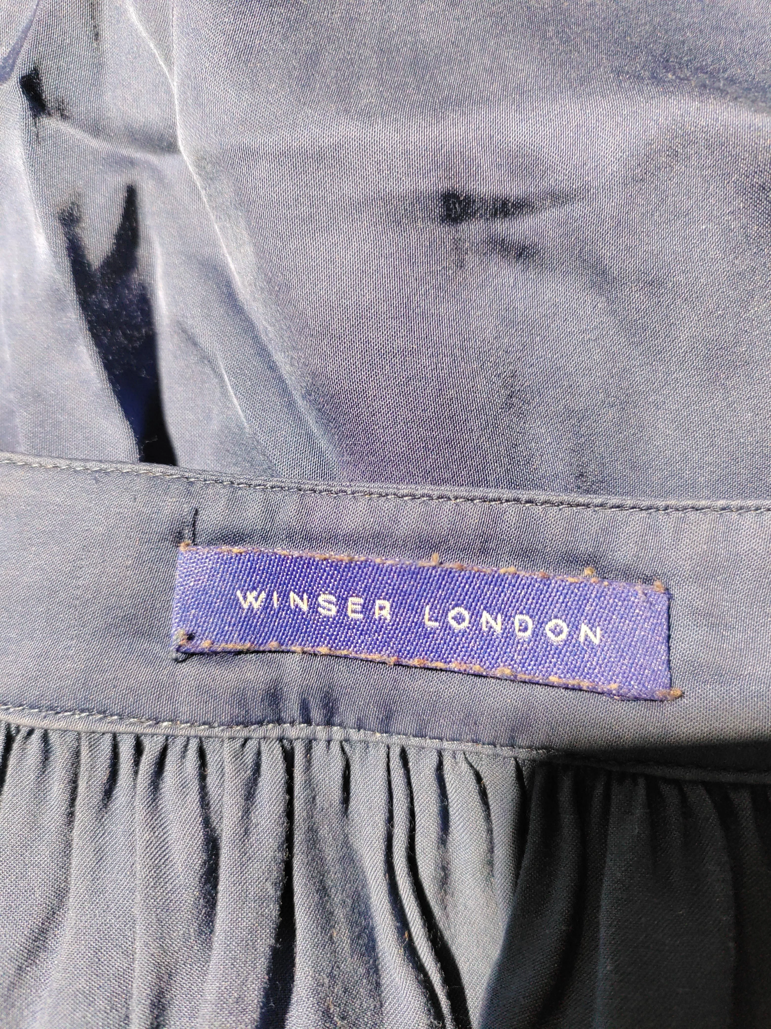 Winser London Women's Blouse L Blue 100% Viscose Long Sleeve V-Neck Basic - Image 5