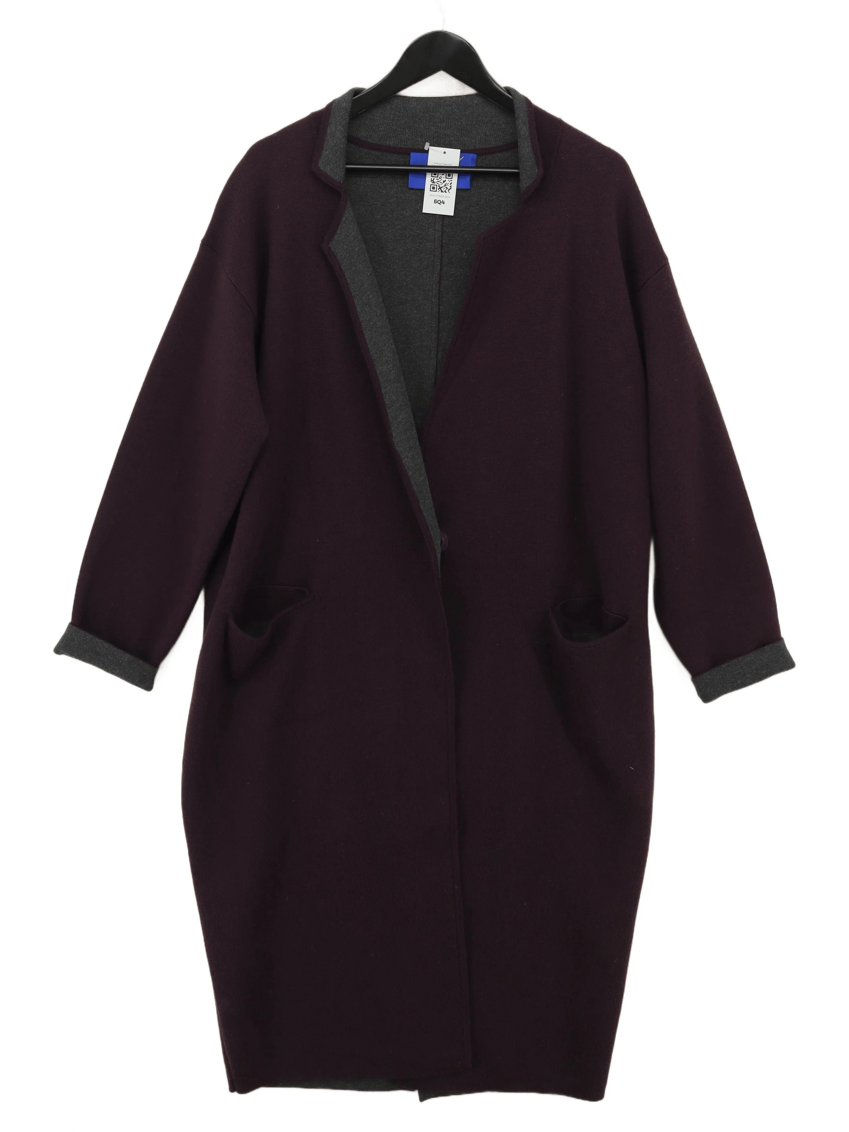 Winser London Women's Coat L Purple Wool with Cotton, Nylon Overcoat