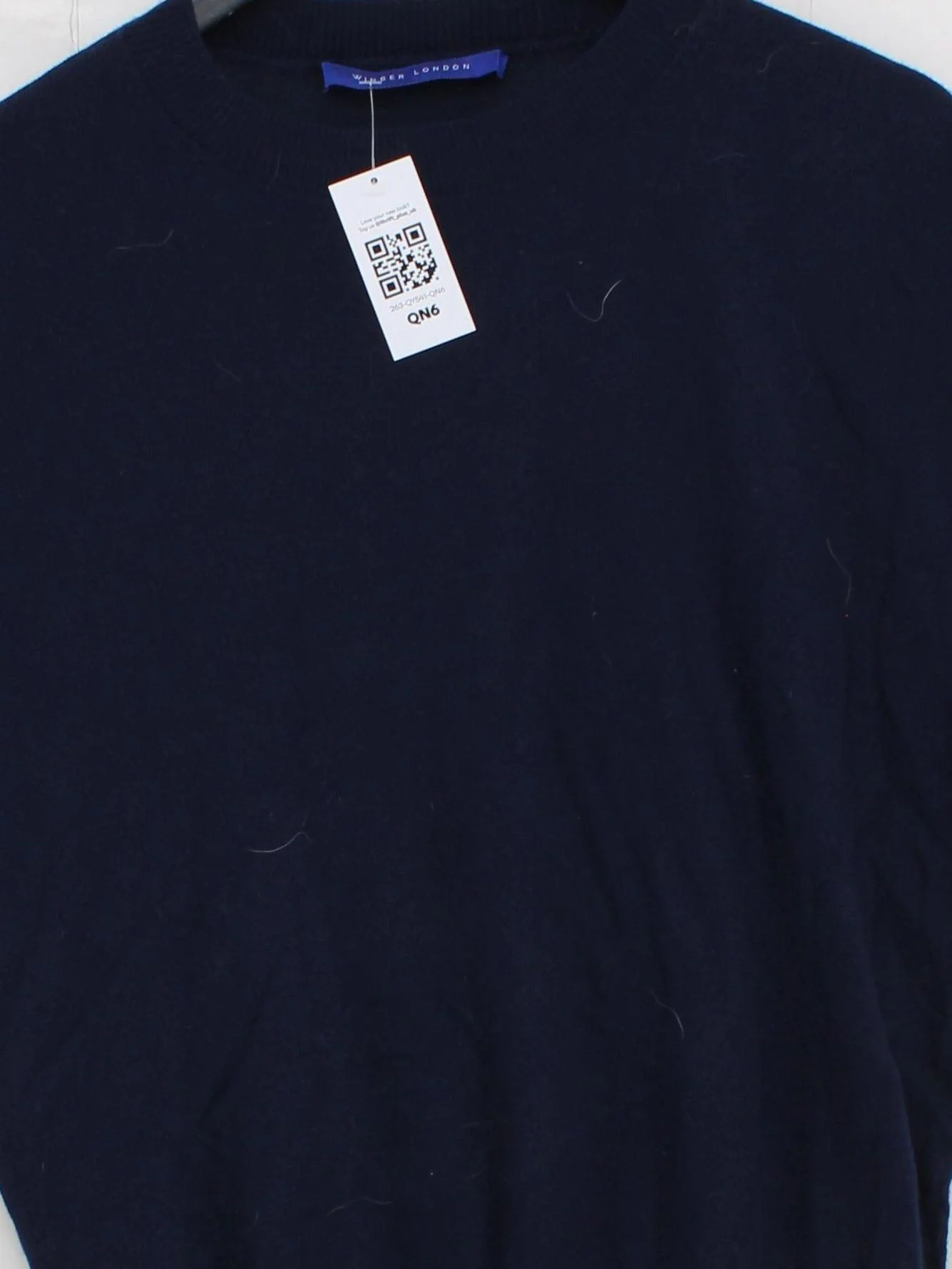 Winser London Women's Top L Blue 100% Wool Short Sleeve Round Neck Basic - Image 3