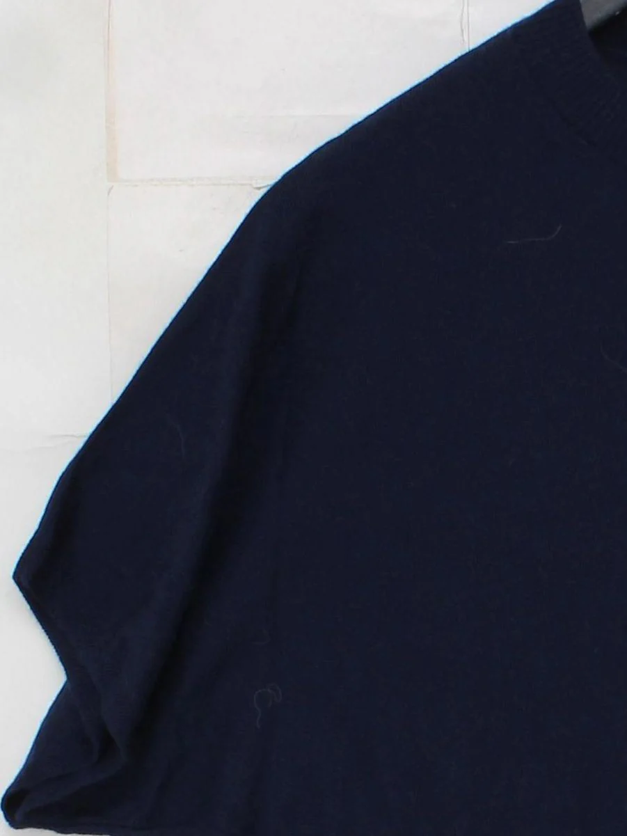 Winser London Women's Top L Blue 100% Wool Short Sleeve Round Neck Basic - Image 4