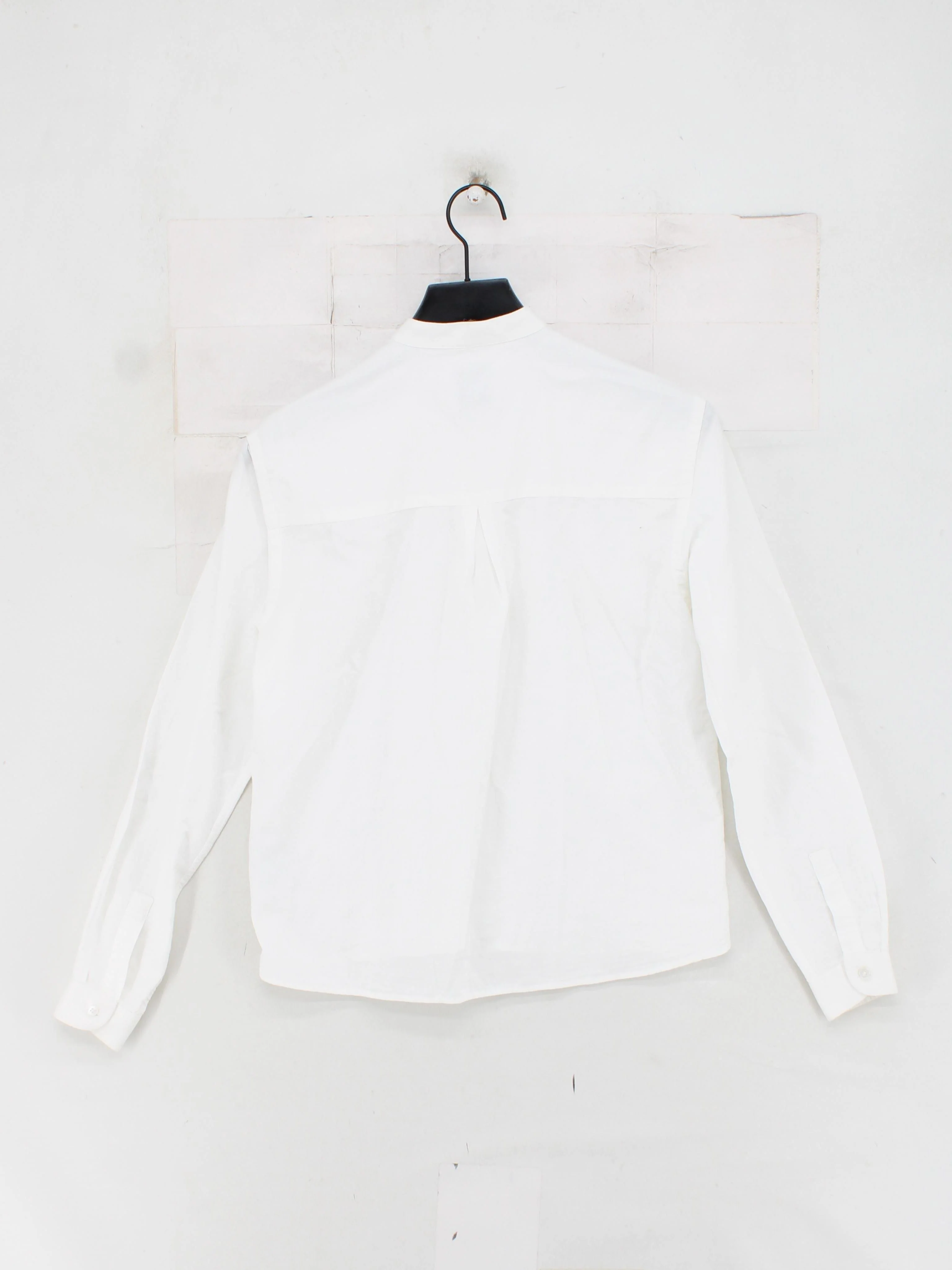 WNU Women's Shirt UK 8 White Cotton with Linen Long Sleeve Round Neck Basic - Image 2