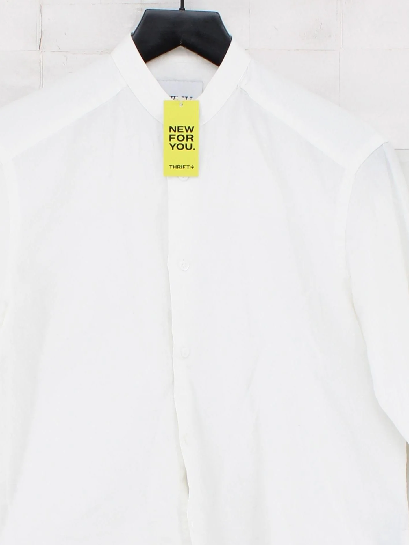 WNU Women's Shirt UK 8 White Cotton with Linen Long Sleeve Round Neck Basic - Image 3
