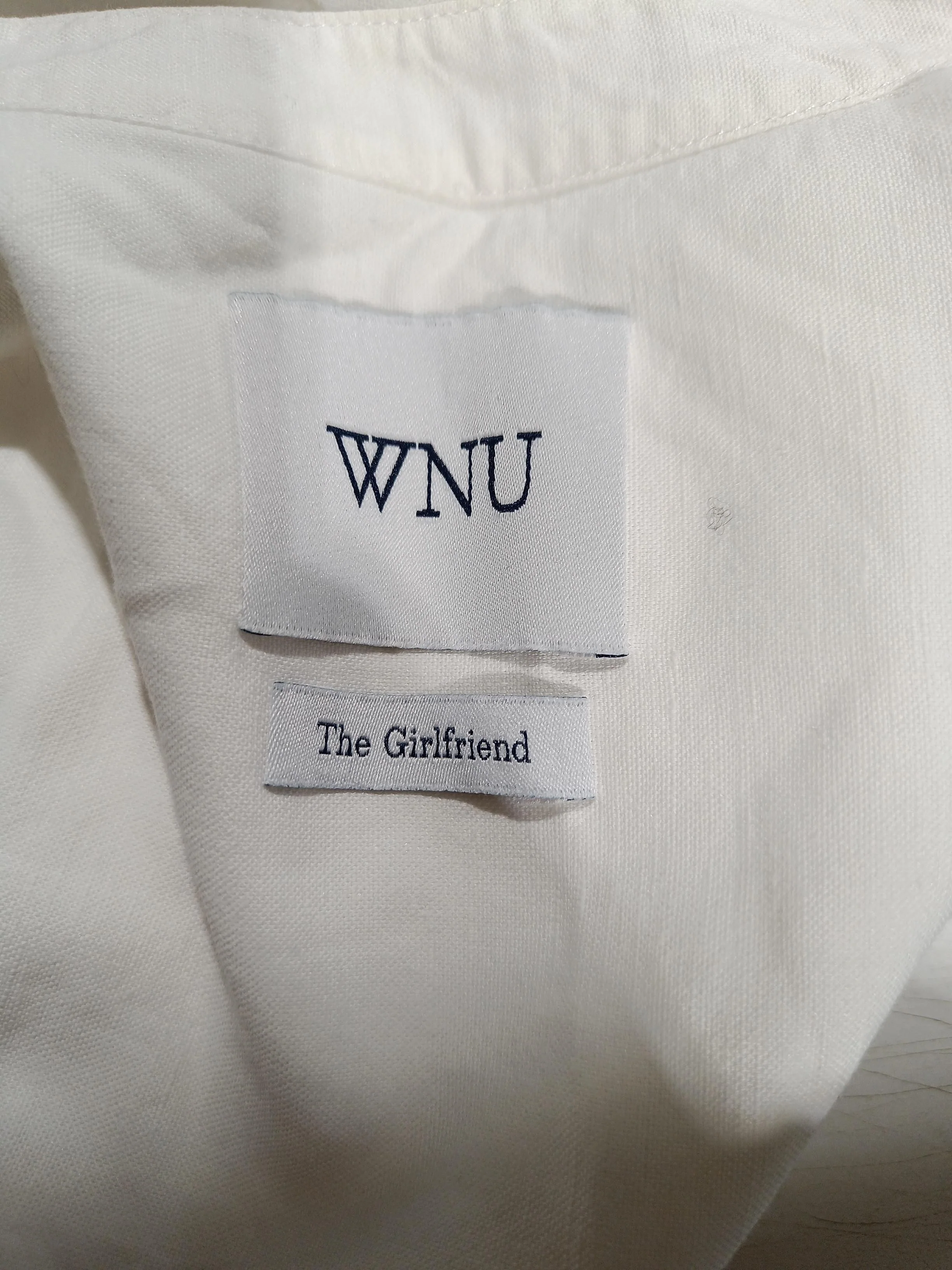 WNU Women's Shirt UK 8 White Cotton with Linen Long Sleeve Round Neck Basic - Image 6