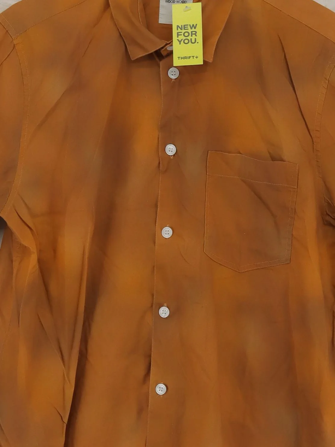 Wood Wood Men's Shirt M Orange 100% Cotton Basic - Image 3