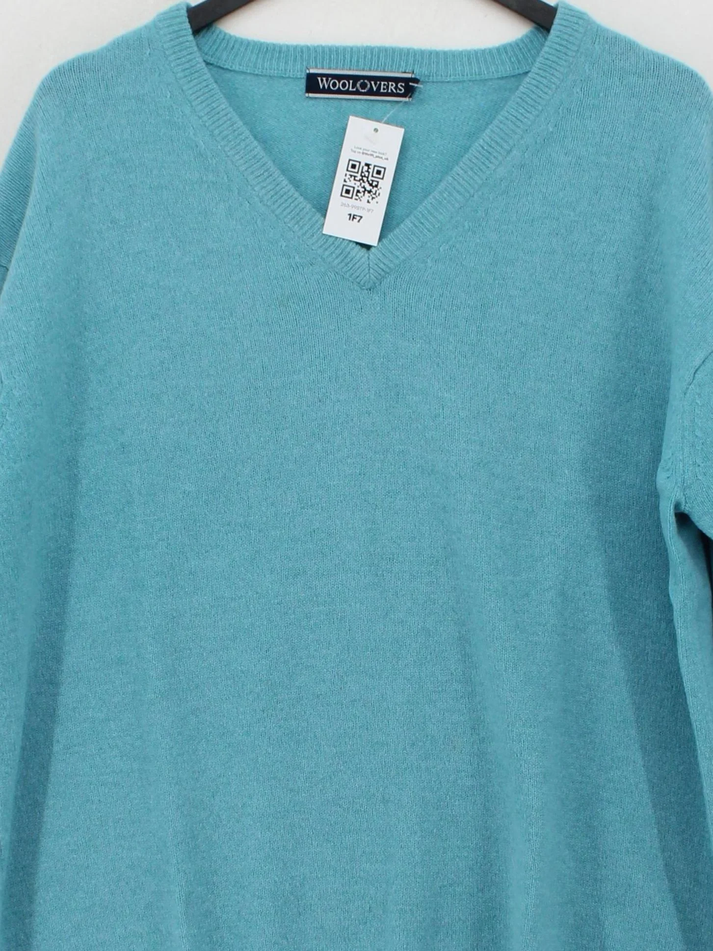 Woolovers Men's Jumper M Blue 100% Wool V-Neck Pullover - Image 3