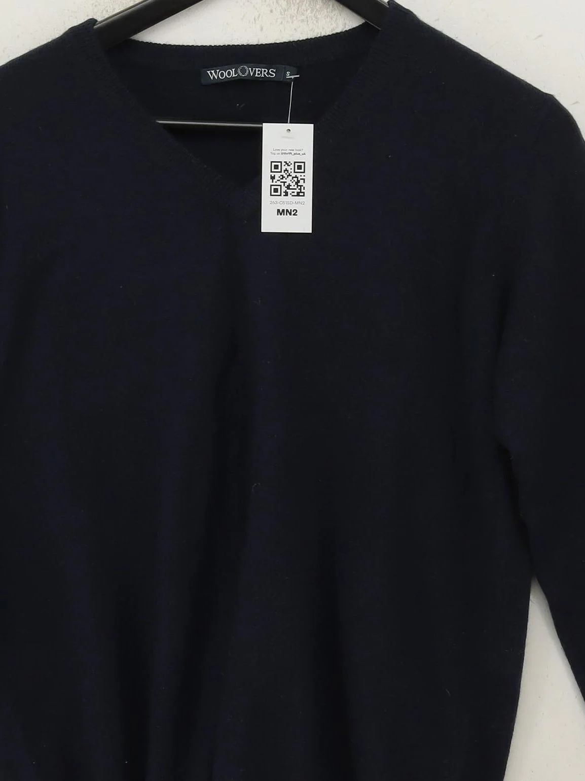 Woolovers Men's Jumper S Blue Cashmere with Wool V-Neck Pullover - Image 3