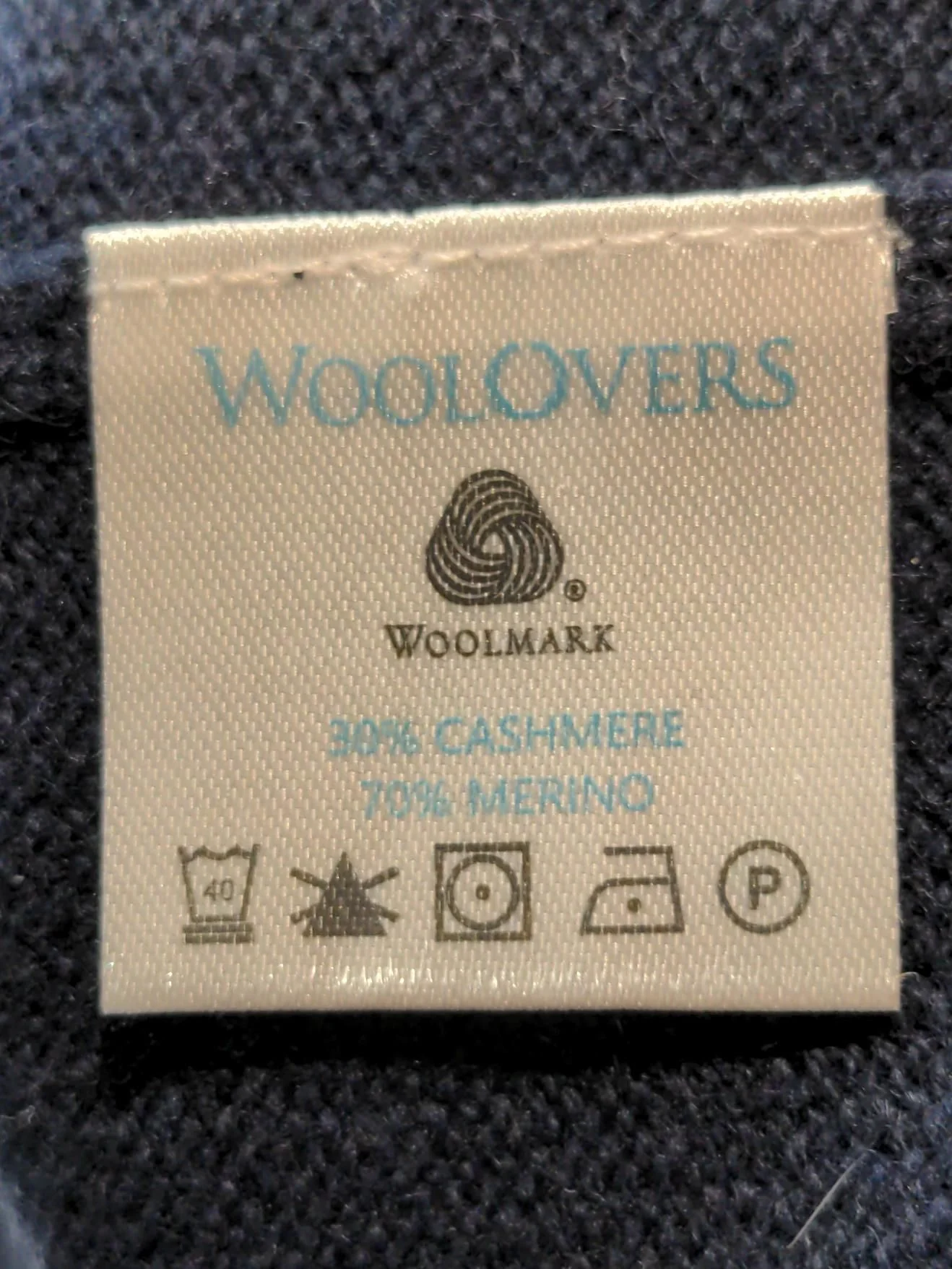 Woolovers Men's Jumper S Blue Cashmere with Wool V-Neck Pullover - Image 6
