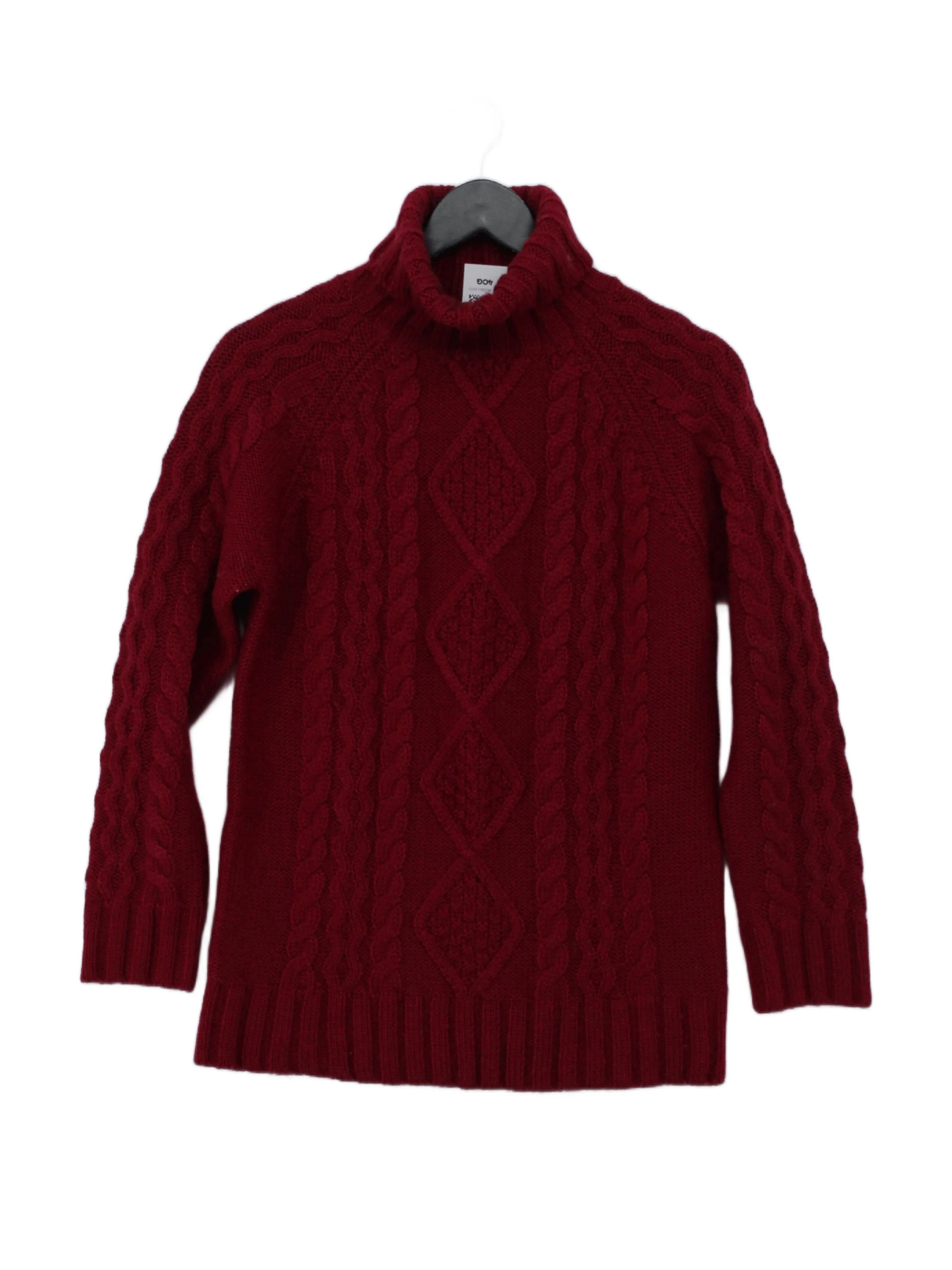 Woolovers Men's Jumper S Red 100% Wool Roll Neck Pullover