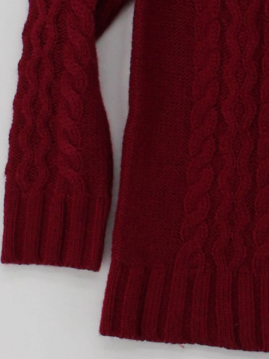 Woolovers Men's Jumper S Red 100% Wool Roll Neck Pullover - Image 4