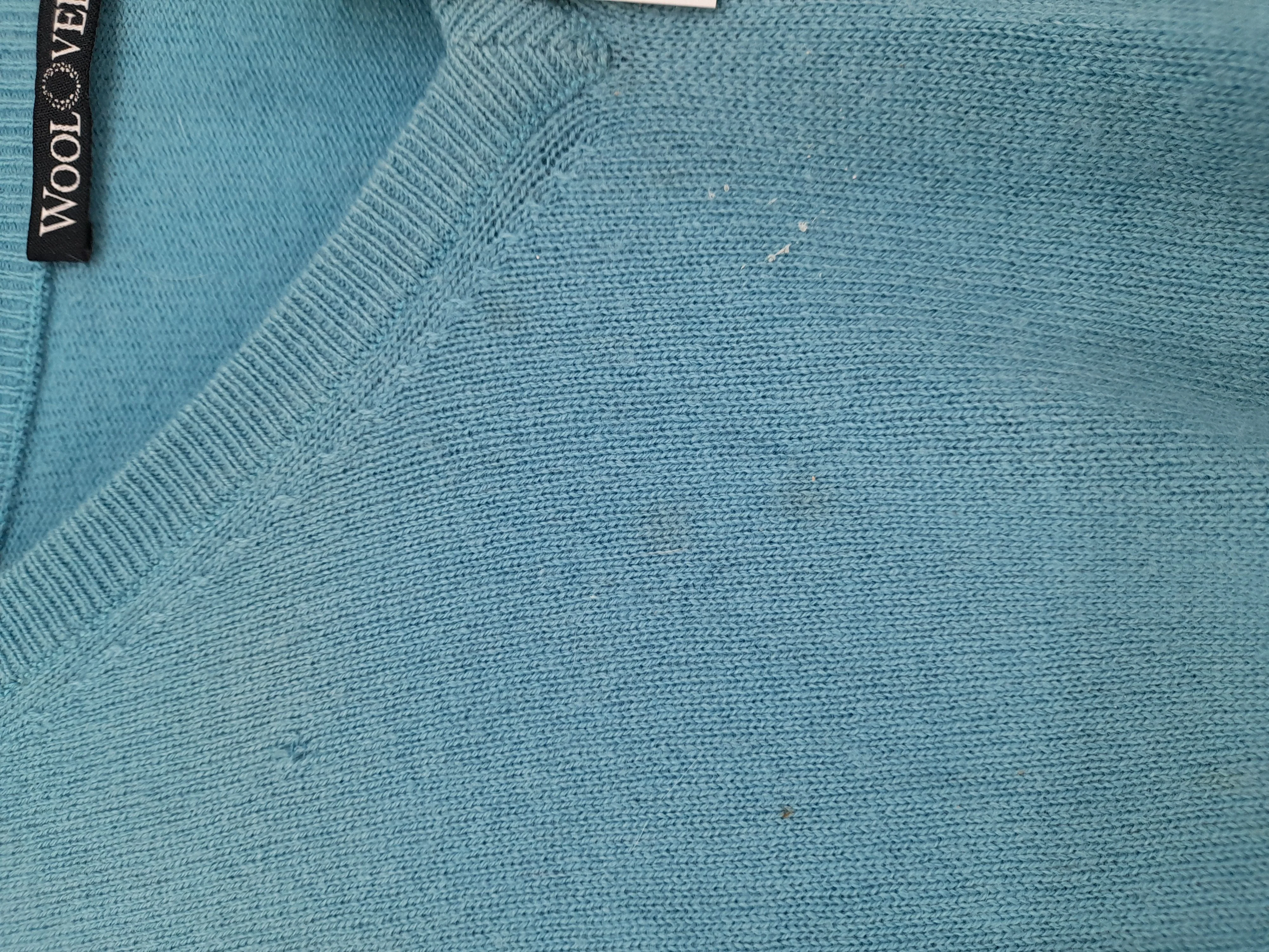 Woolovers Men's Jumper XL Blue Wool with Cashmere V-Neck Pullover - Image 6