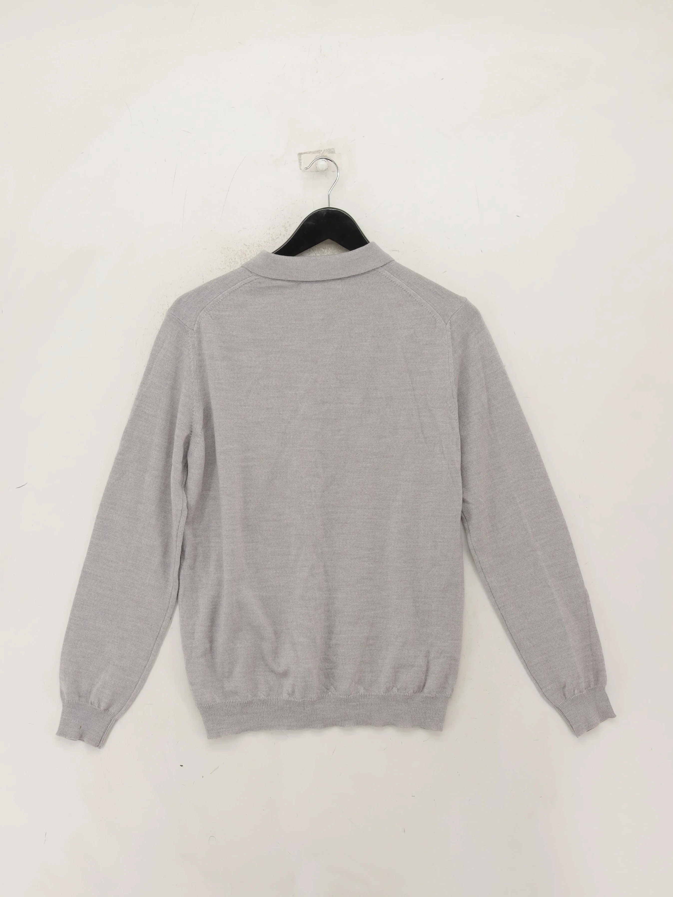 Woolovers Men's Polo L Grey 100% Wool Basic - Image 2