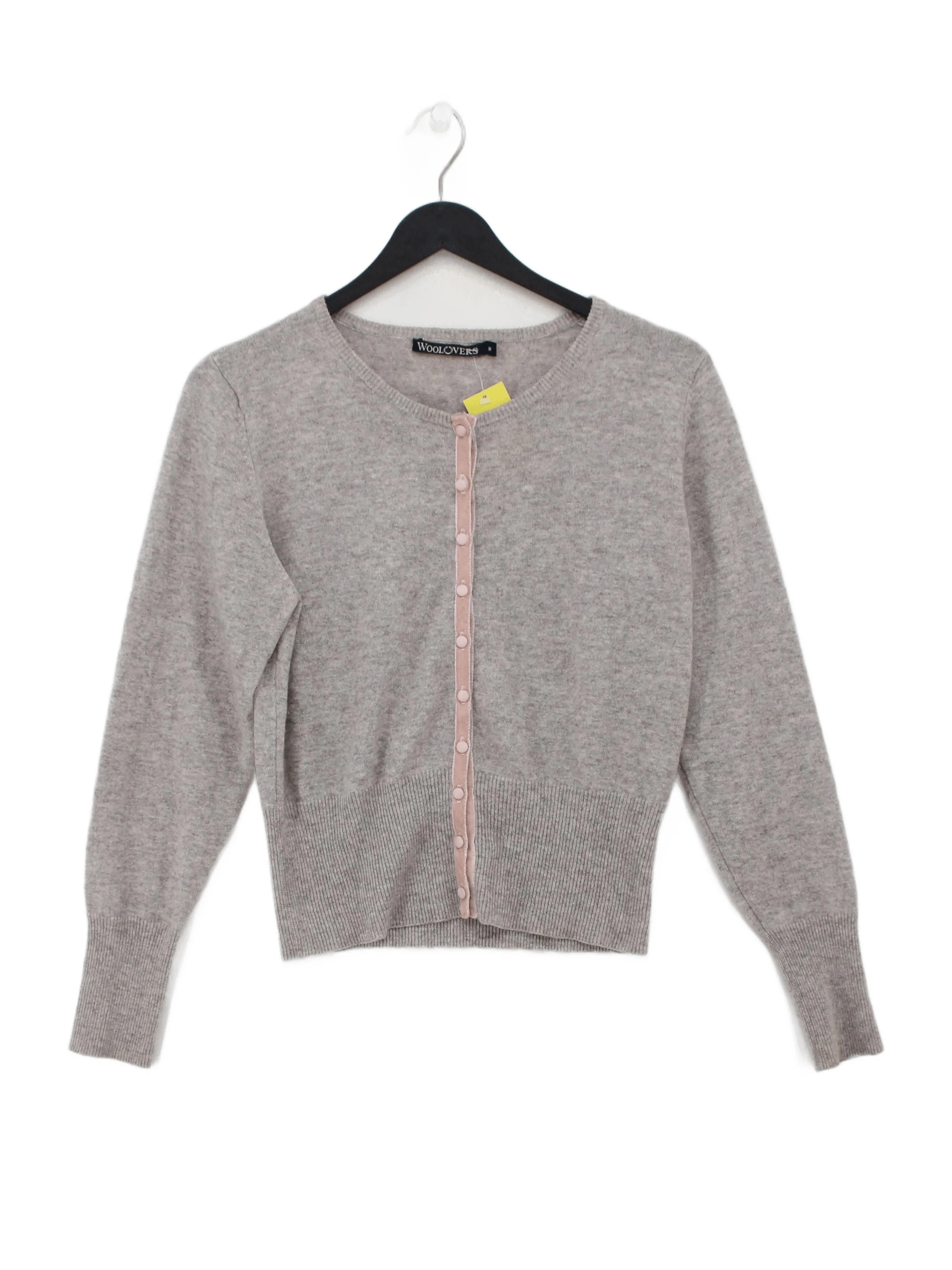 Woolovers Women's Cardigan M Grey Wool with Cashmere Round Neck Cardigan