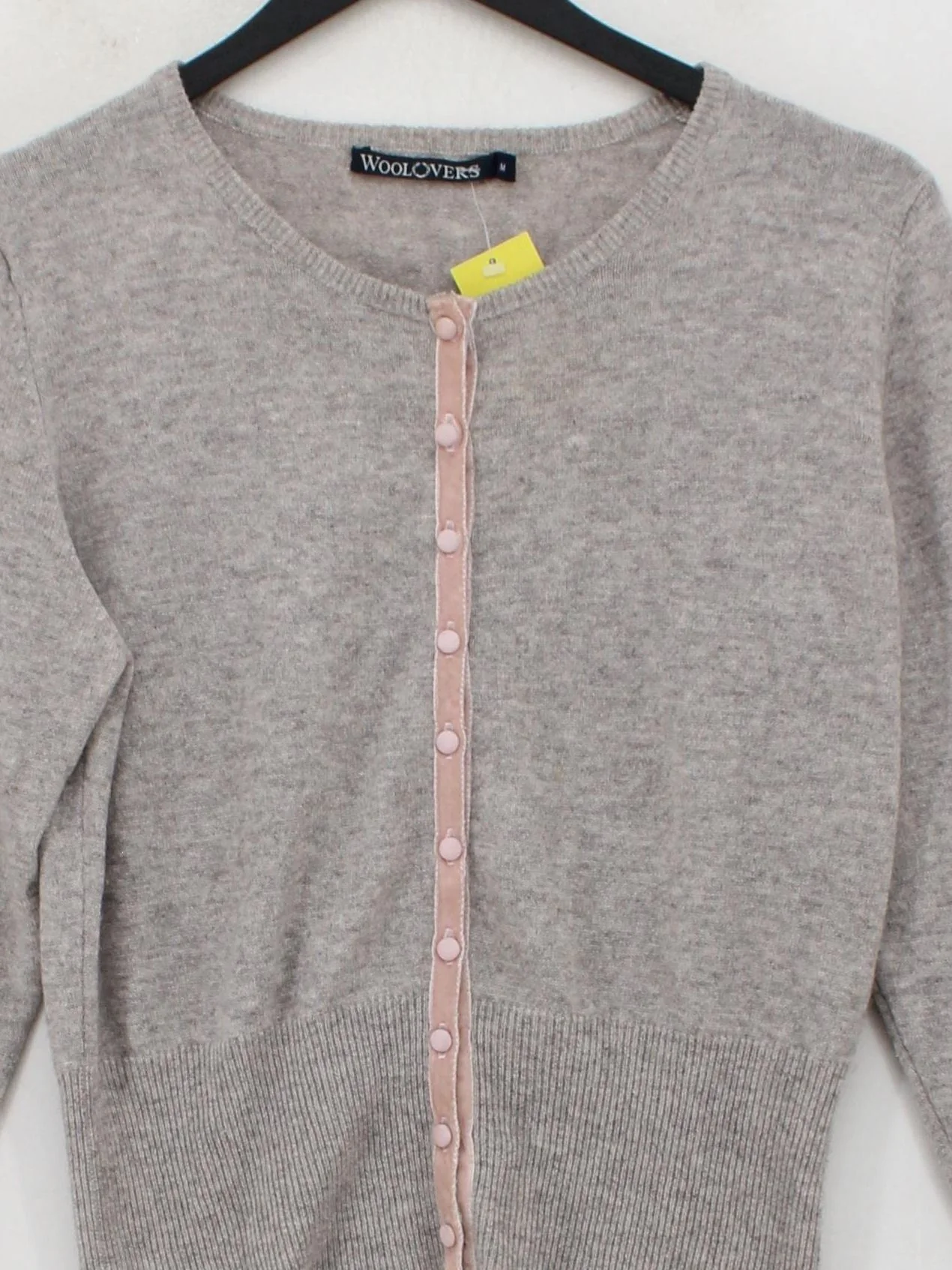 Woolovers Women's Cardigan M Grey Wool with Cashmere Round Neck Cardigan - Image 3