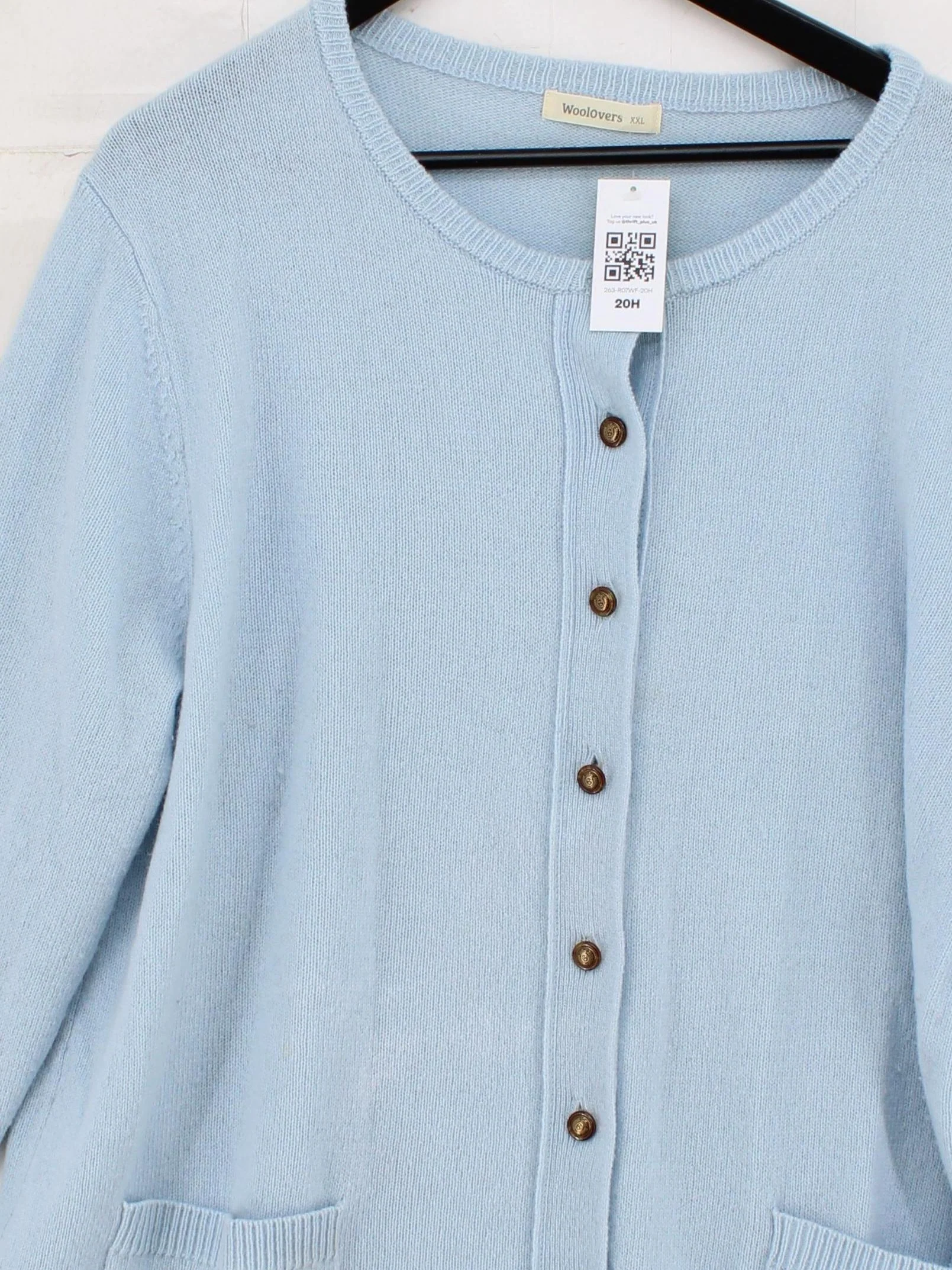 Woolovers Women's Cardigan XXL Blue 100% Wool Round Neck Cardigan - Image 3