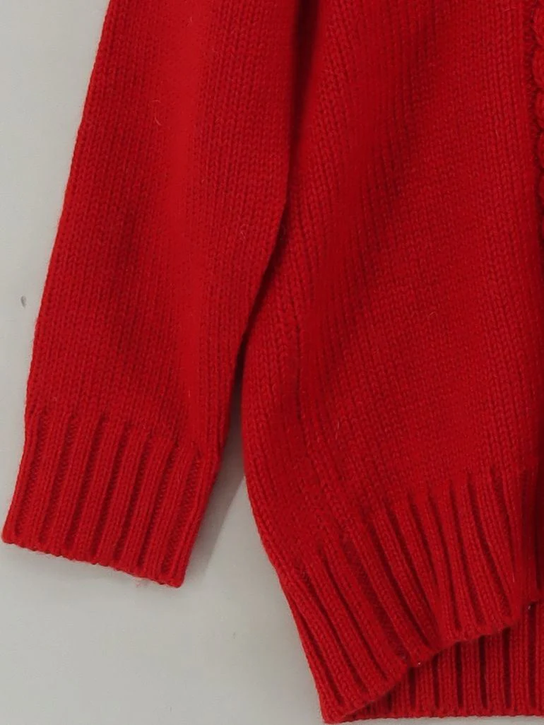 Woolovers Women's Jumper M Red 100% Wool Roll Neck Pullover - Image 4