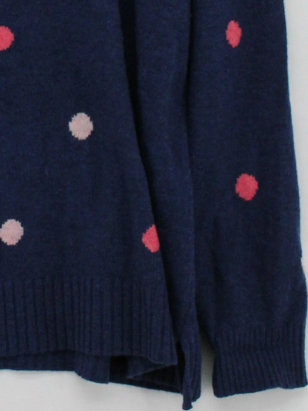 Woolovers Women's Jumper XL Blue Polkadot 100% Wool Round Neck Pullover - Image 4