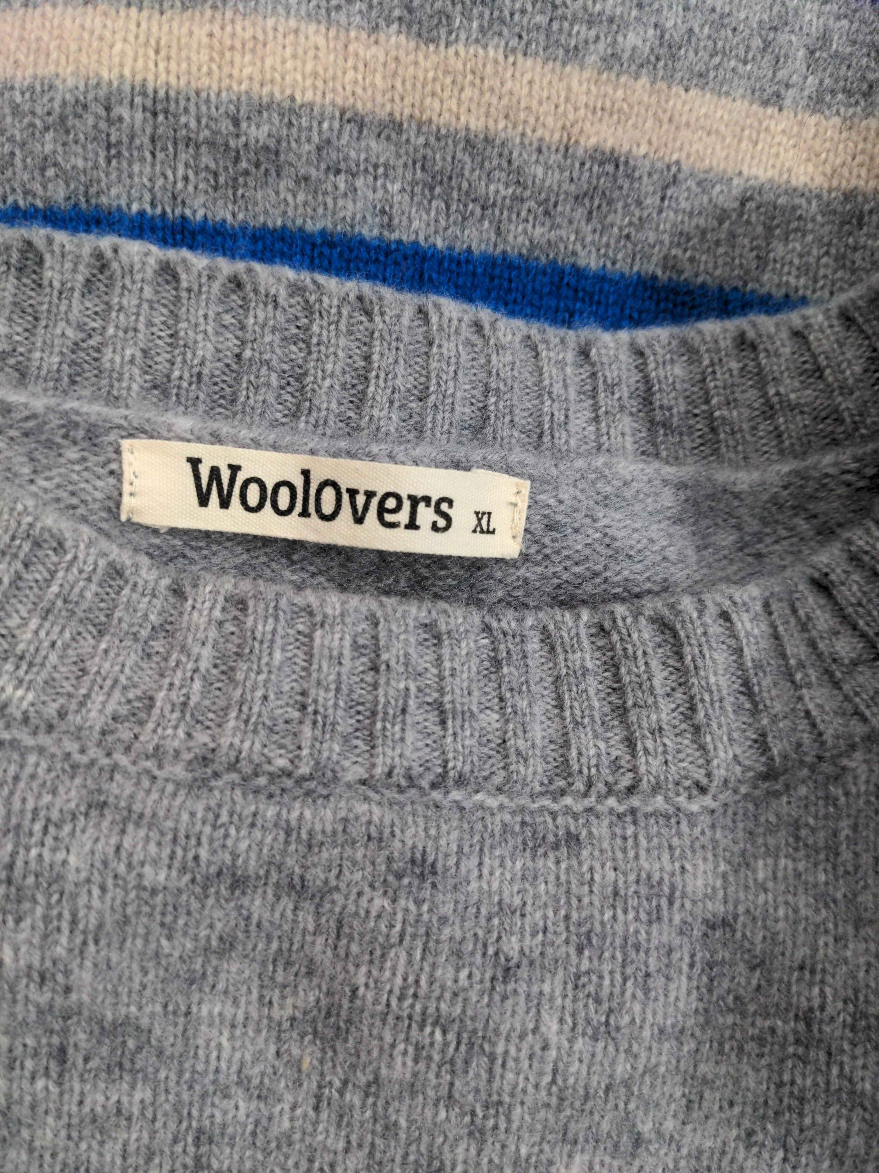 Woolovers Women's Jumper XL Grey Striped 100% Wool Crew Neck Pullover - Image 5