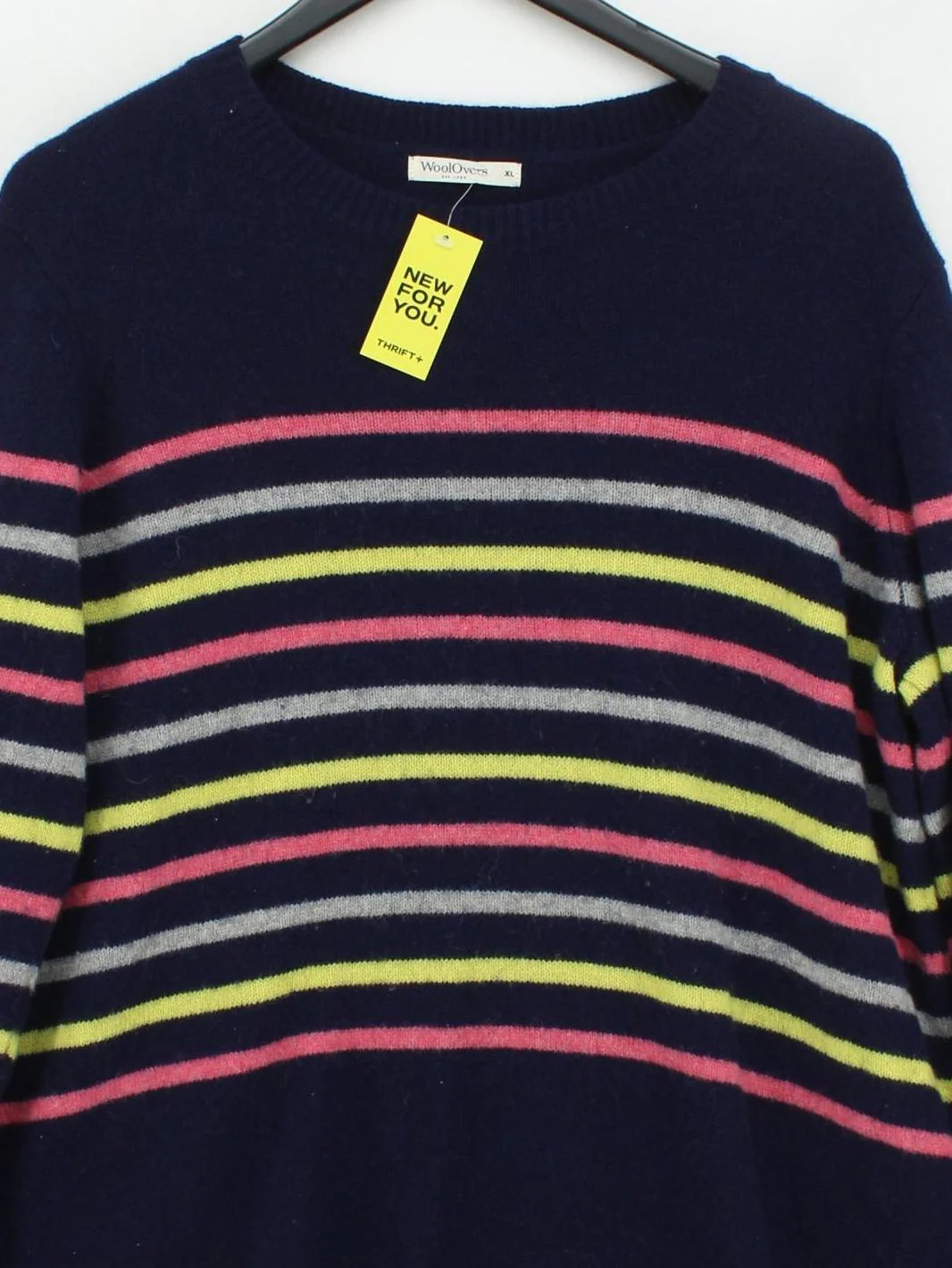 Woolovers Women's Jumper XL Multi Striped 100% Wool Crew Neck Pullover - Image 3