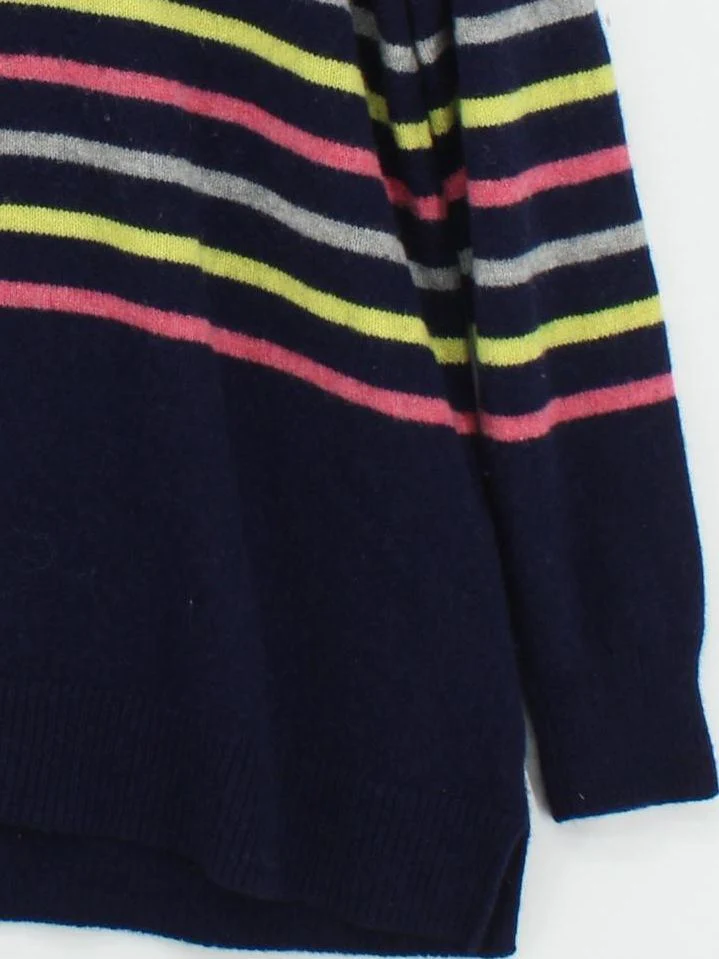 Woolovers Women's Jumper XL Multi Striped 100% Wool Crew Neck Pullover - Image 4