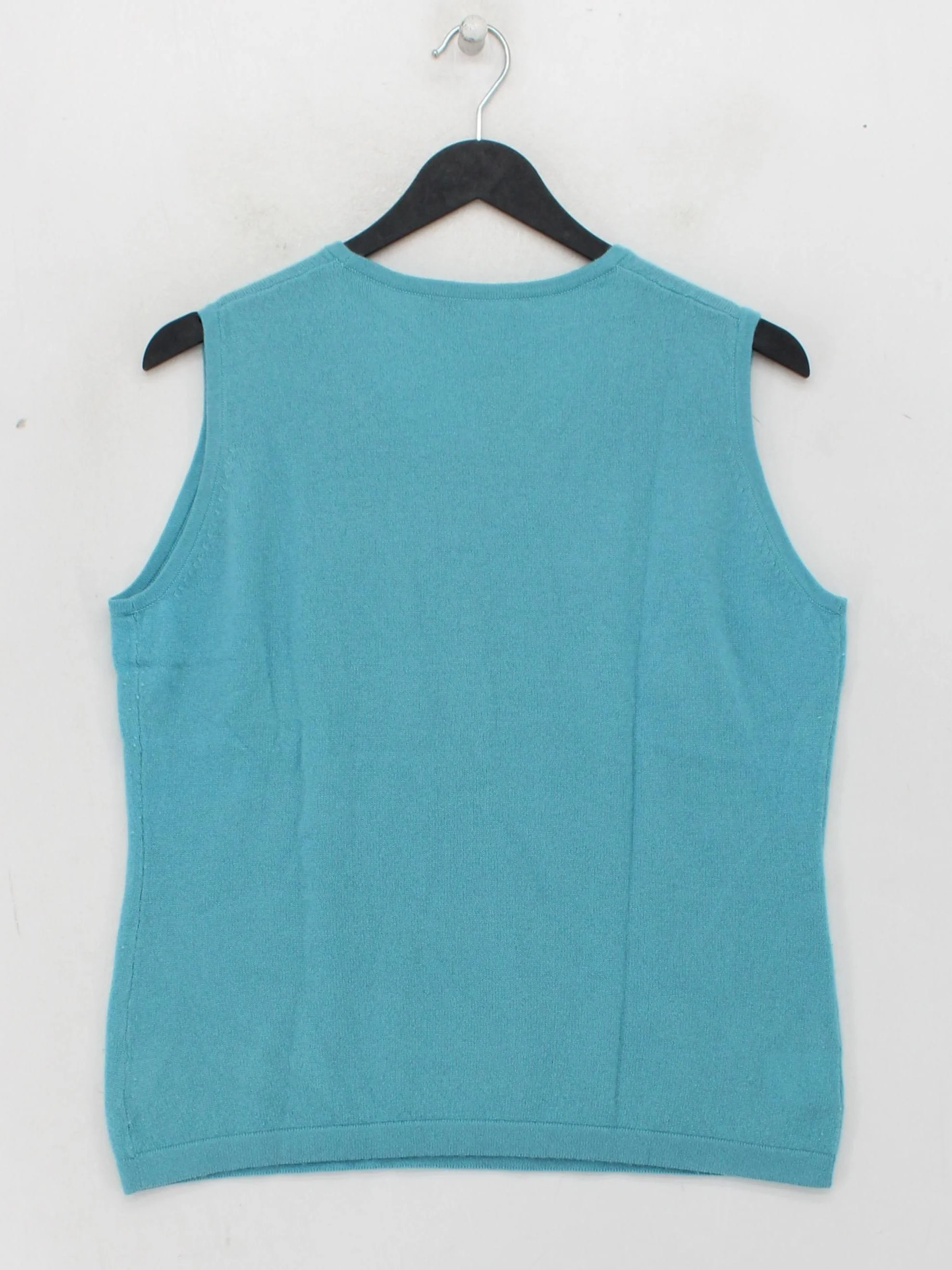 Woolovers Women's Top L Blue Wool with Cashmere Sleeveless Round Neck Basic - Image 2