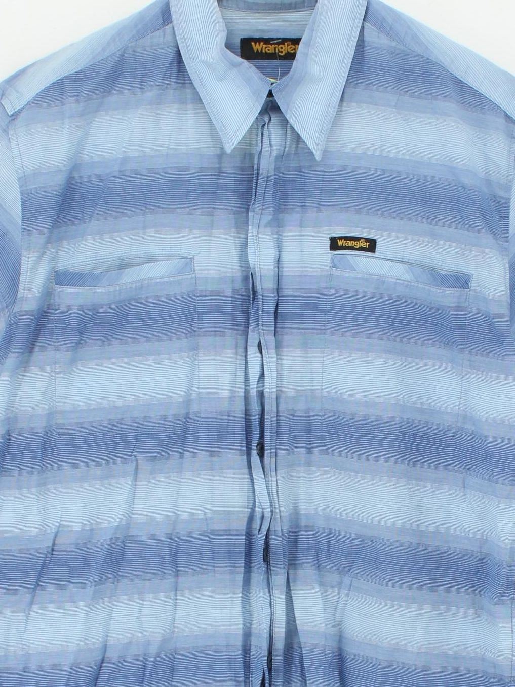 Wrangler Men's Shirt L Blue Striped 100% Cotton Basic - Image 3