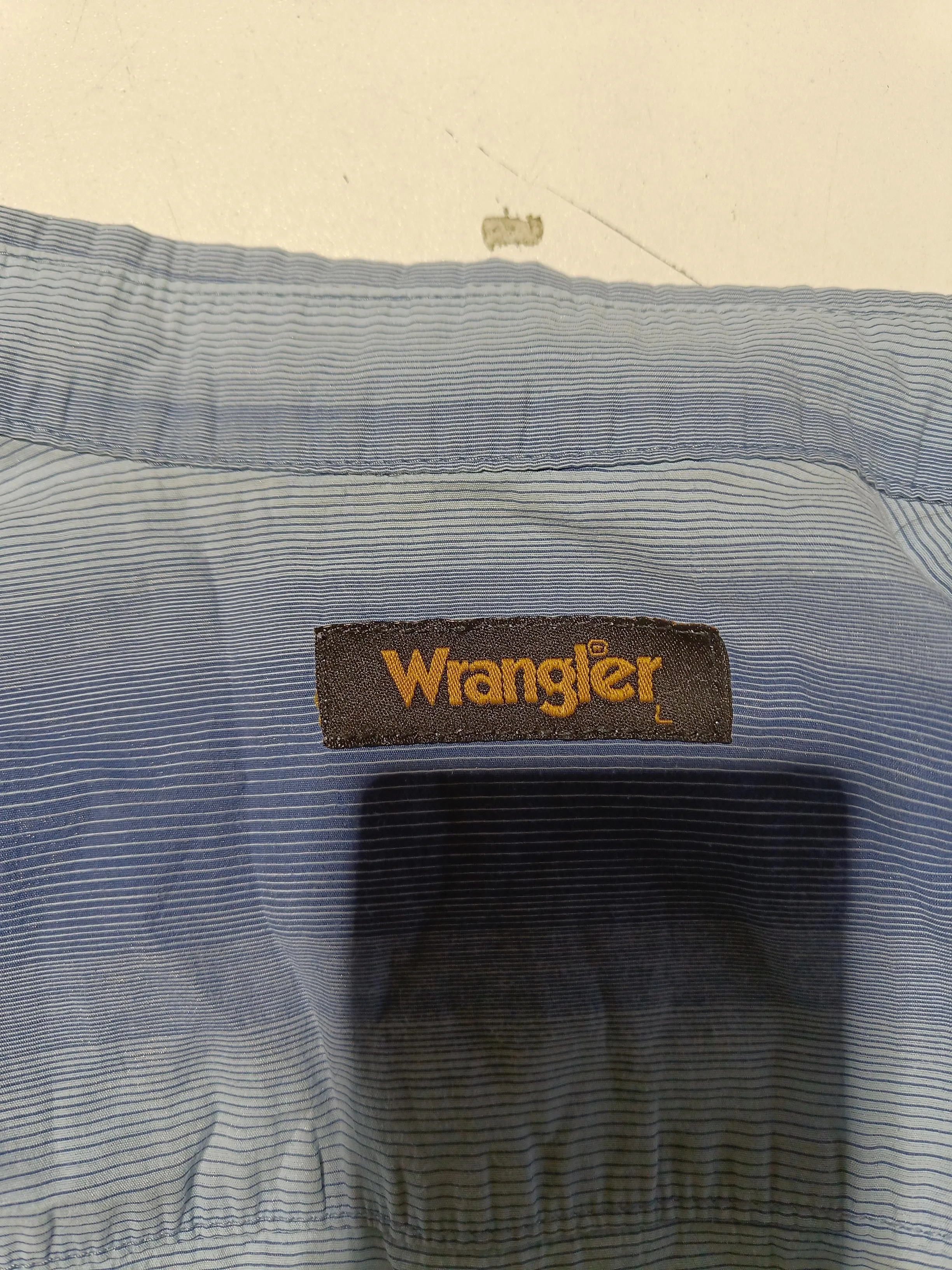 Wrangler Men's Shirt L Blue Striped 100% Cotton Basic - Image 5
