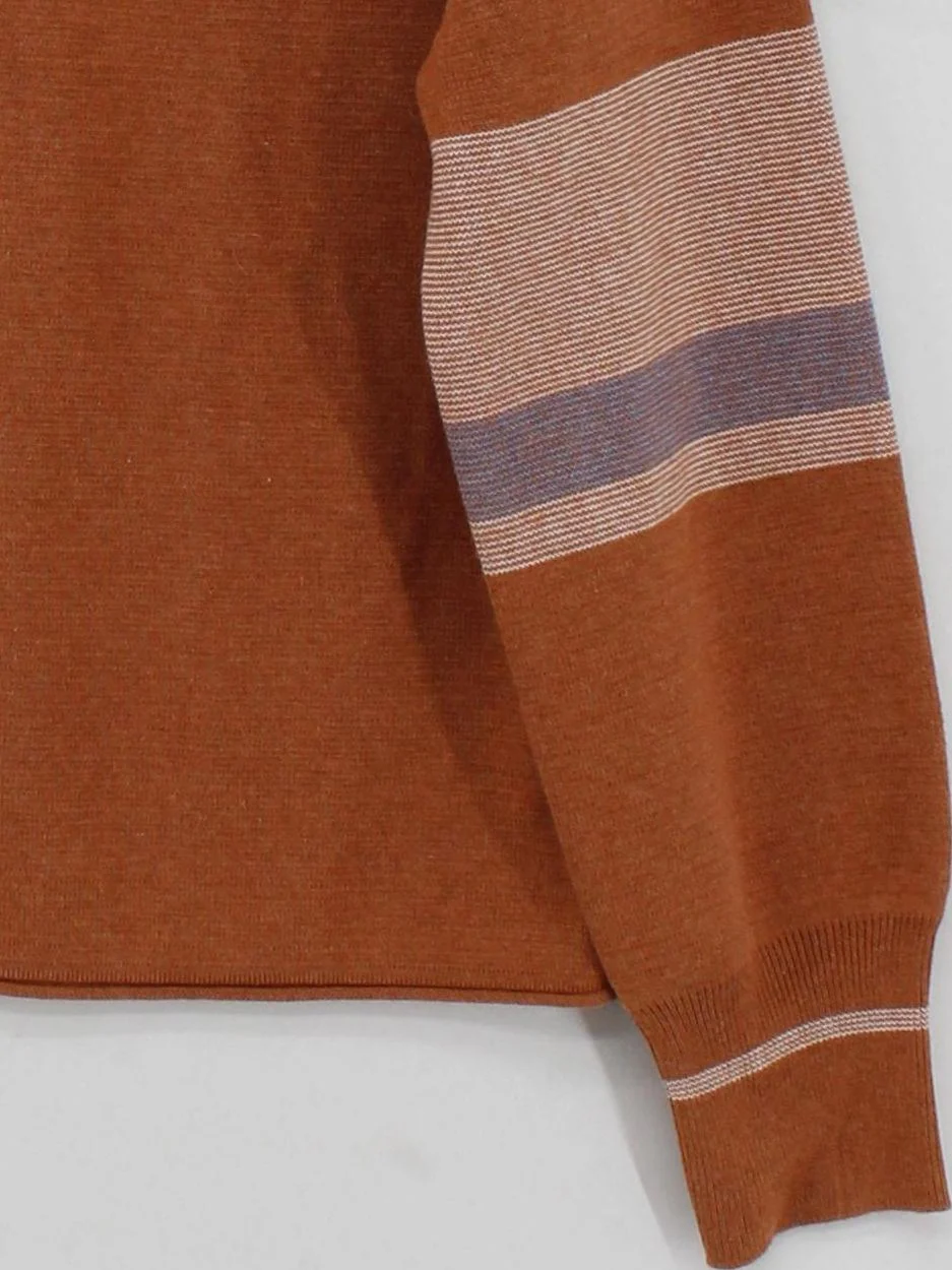Wrap London Women's Cardigan UK 12 Brown Striped 100% Cotton Round Neck Cardigan - Image 4