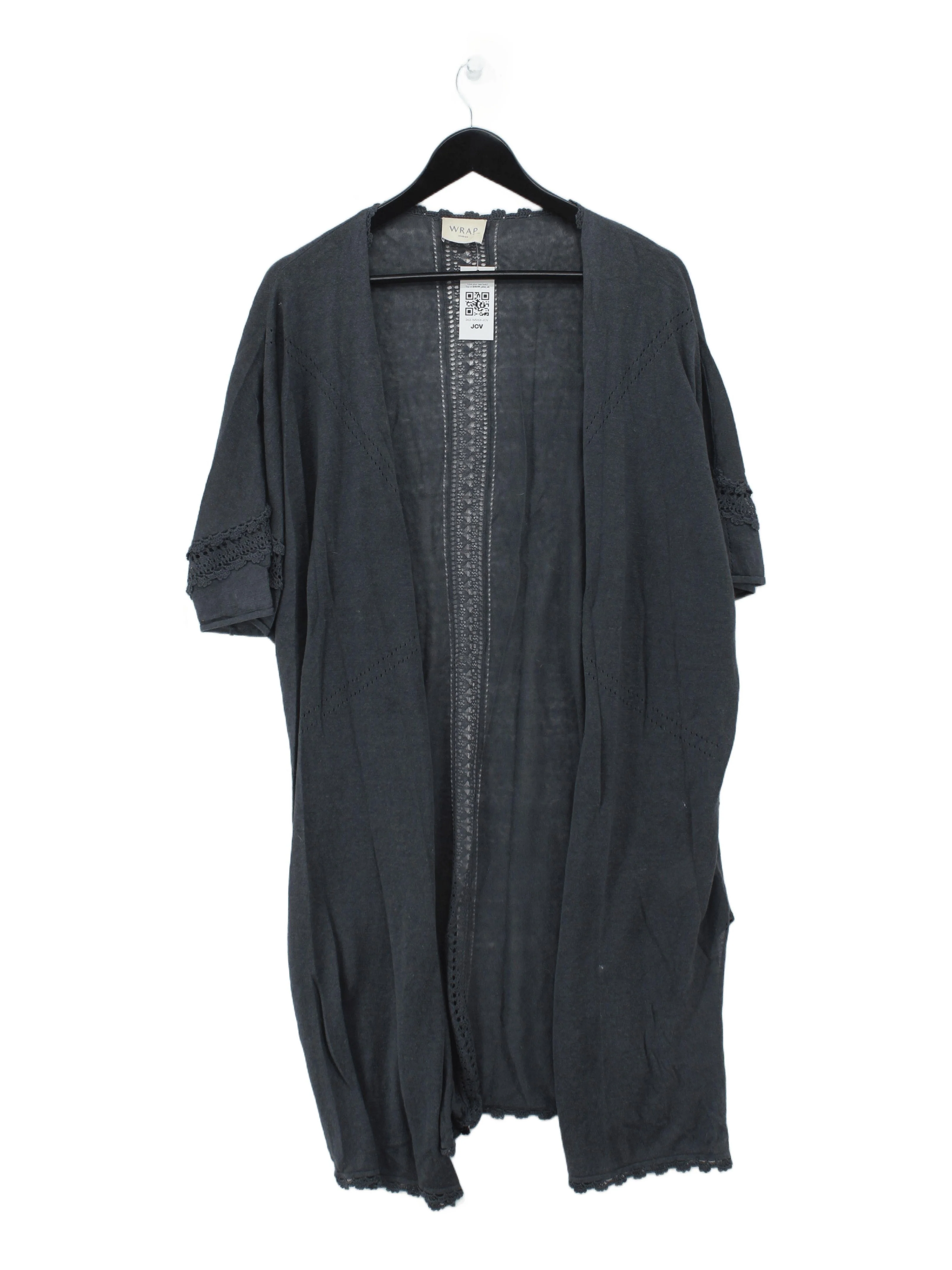 Wrap London Women's Cardigan UK 14 Blue 100% Linen V-Neck Cardigan