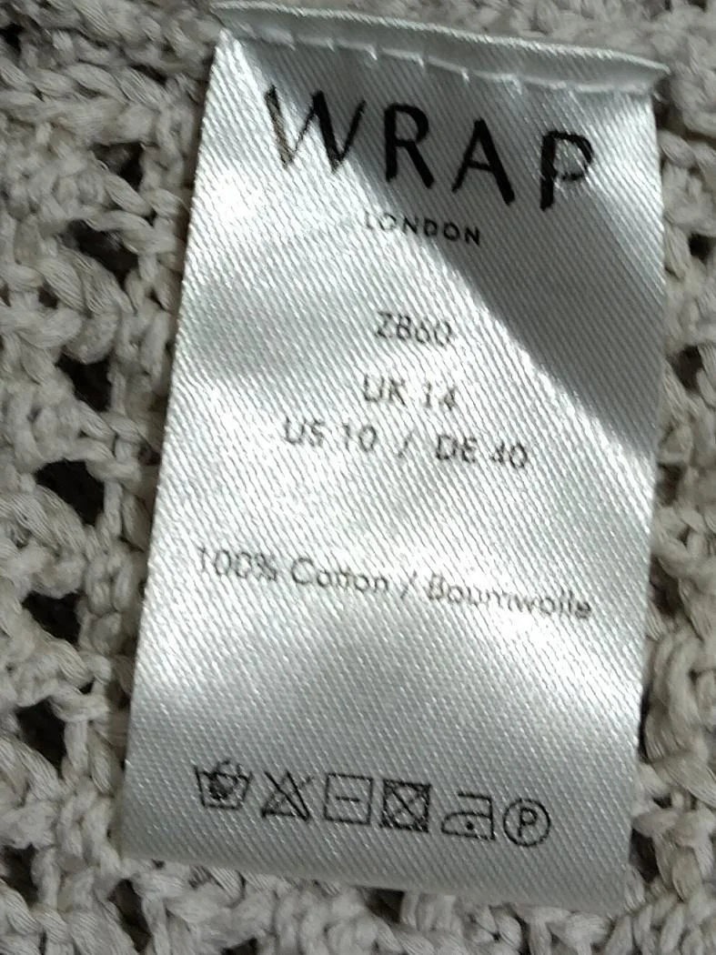 Wrap London Women's Cardigan UK 14 Cream 100% Cotton V-Neck Cardigan - Image 6