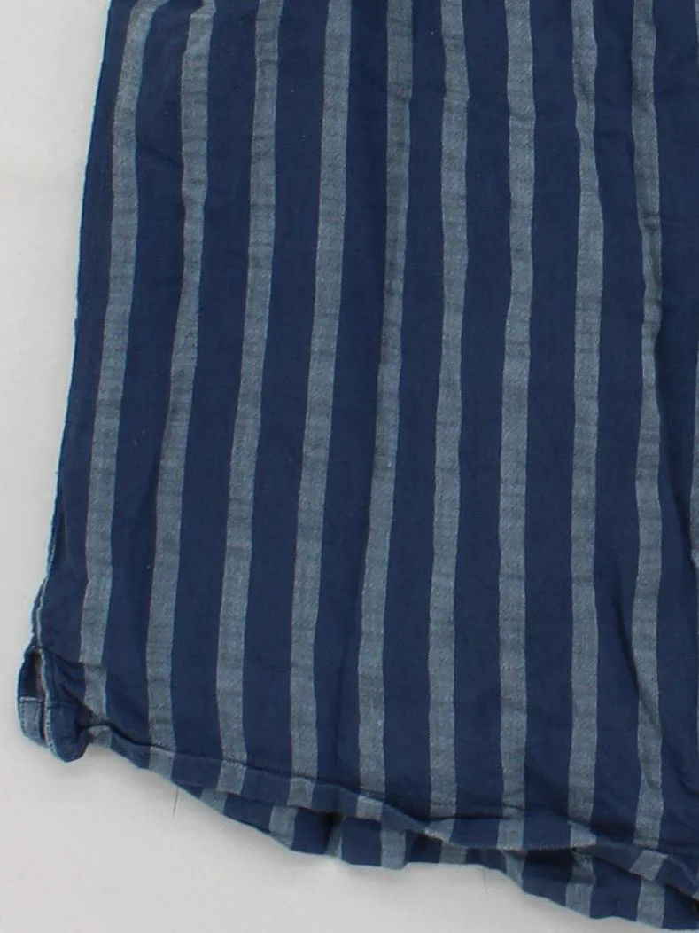 Wrap London Women's Shirt M Blue Striped 100% Cotton Short Sleeve V-Neck Basic - Image 4