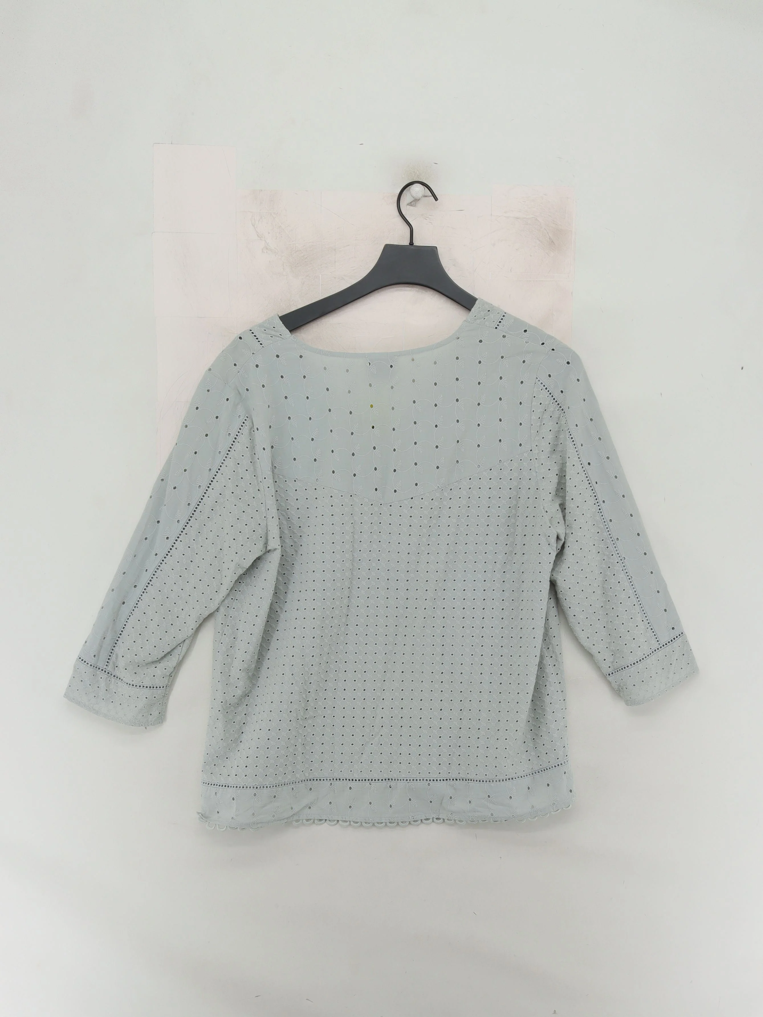 Wrap London Women's Top UK 14 Blue Cotton with Polyester 3/4 Sleeve V-Neck Basic - Image 2