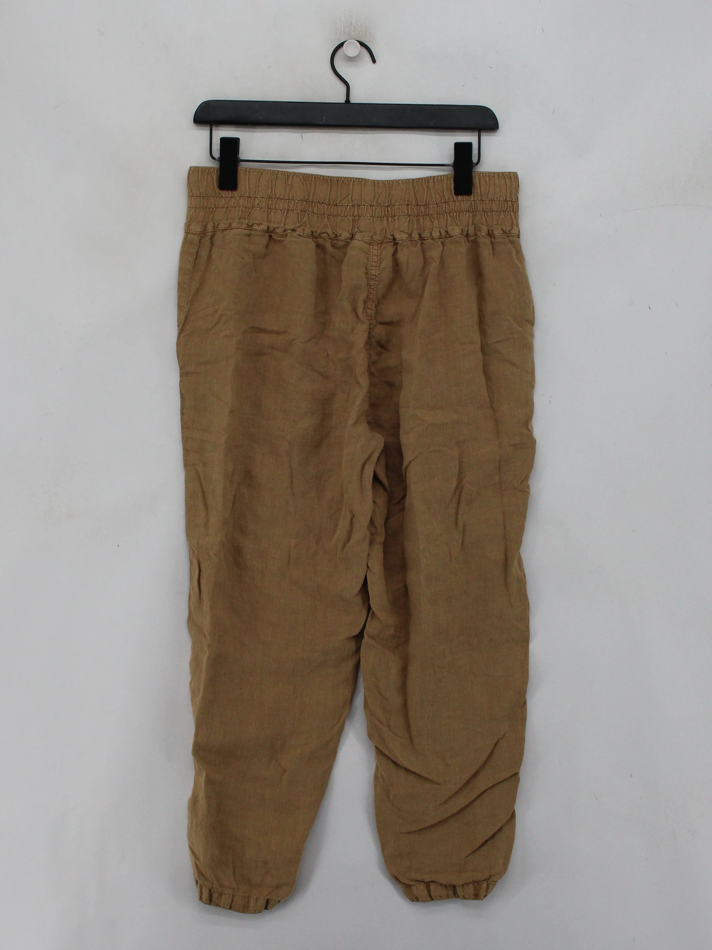 Wrap London Women's Trousers UK 14 Tan 100% Linen Tapered Cropped - Image 2
