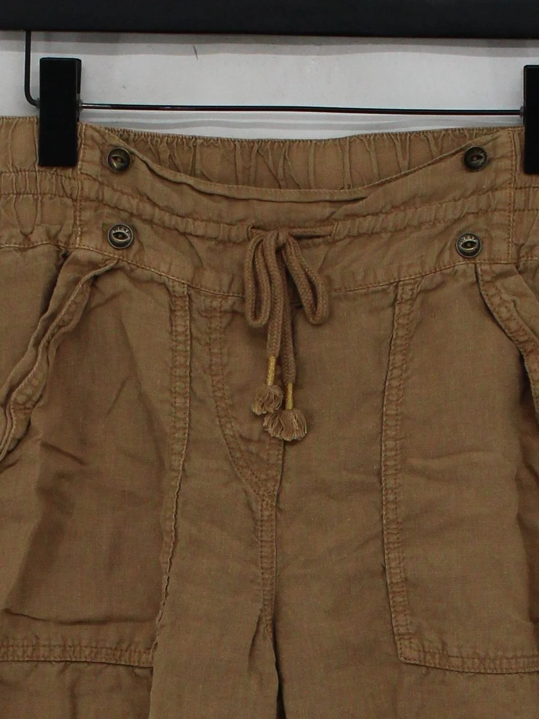 Wrap London Women's Trousers UK 14 Tan 100% Linen Tapered Cropped - Image 3